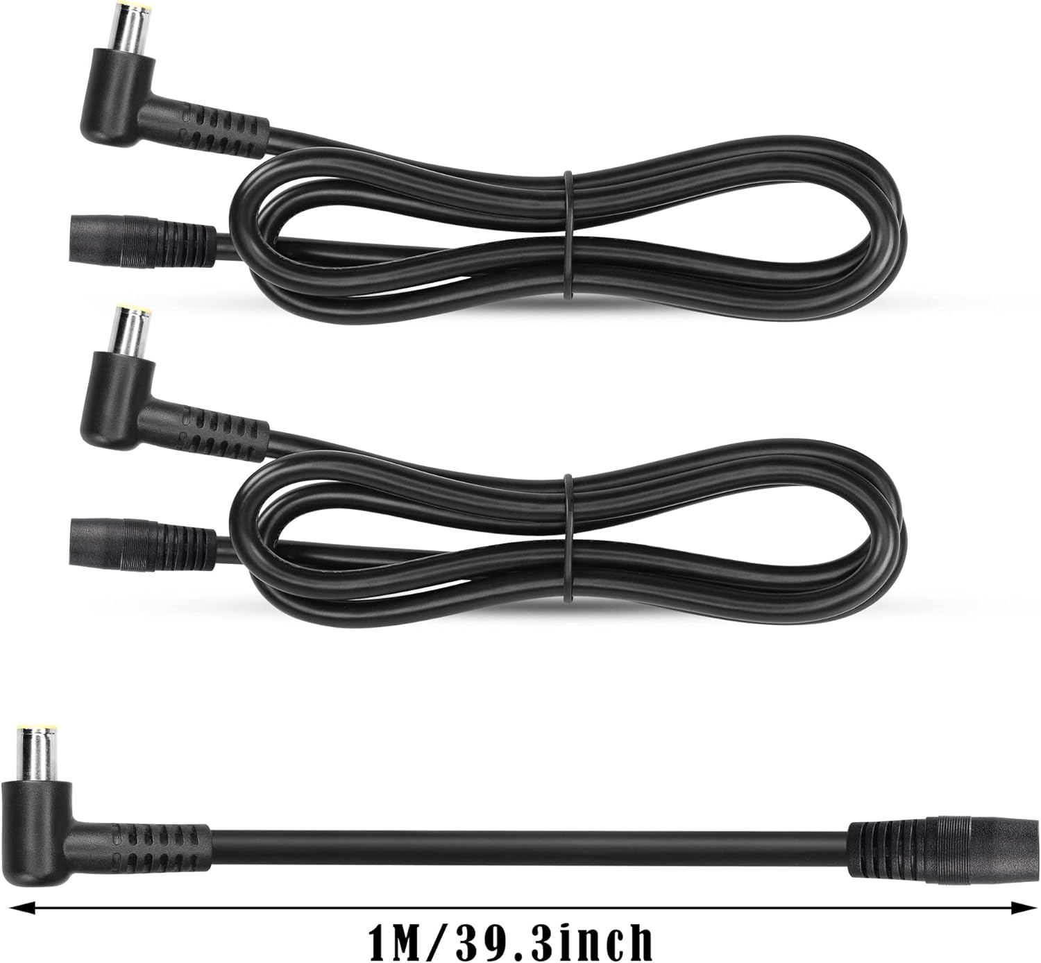 GINTOOYUN 2 cables de alimentación DC7909 de 14AWG DC7.0.354 inx0.035 in en ángulo recto 90 grados macho a CC 0.311 inx0.035 in hembra cable de