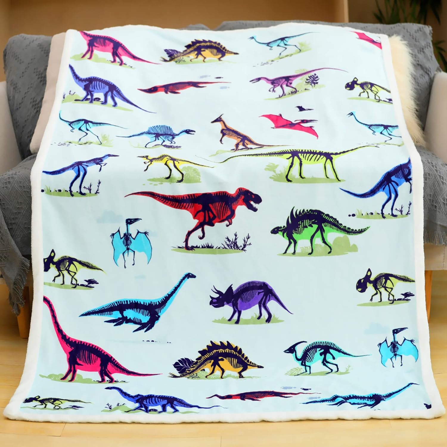 Manta de dinosaurio suave para niños, regalo para los amantes de los dinosaurios, manta con dinosaurios en ella, acogedora y esponjosa, regalos de