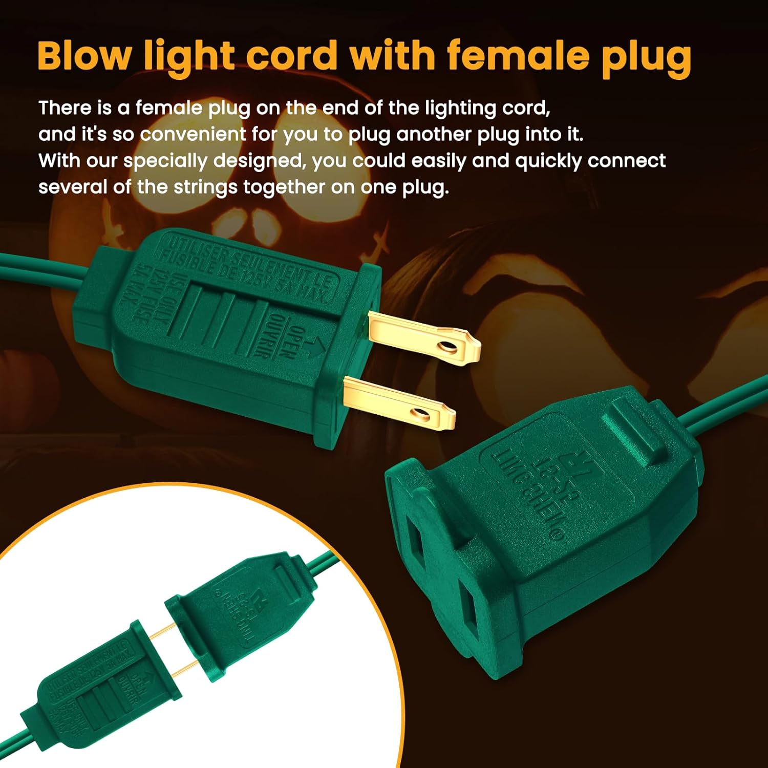 JOZDAUP Sistema de iluminación, cable de accesorios verde de 3.3 pies con 1 bombilla LED C7 fusible, paquete de 4, cable de luces de molde por