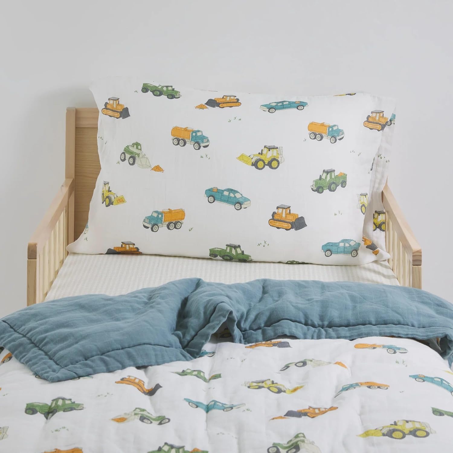 Little Unicorn Ropa de cama de muselina de algodón para niños pequeños, juego de 3 piezas, edredón, sábana para cuna, funda de almohada tipo sobre,