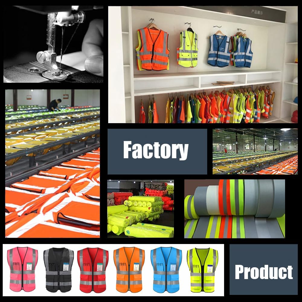YOWESHOP Chaleco de seguridad de alta visibilidad reflectante personaliza tu logotipo ropa de trabajo de seguridad con tiras reflectantes y bolsillos