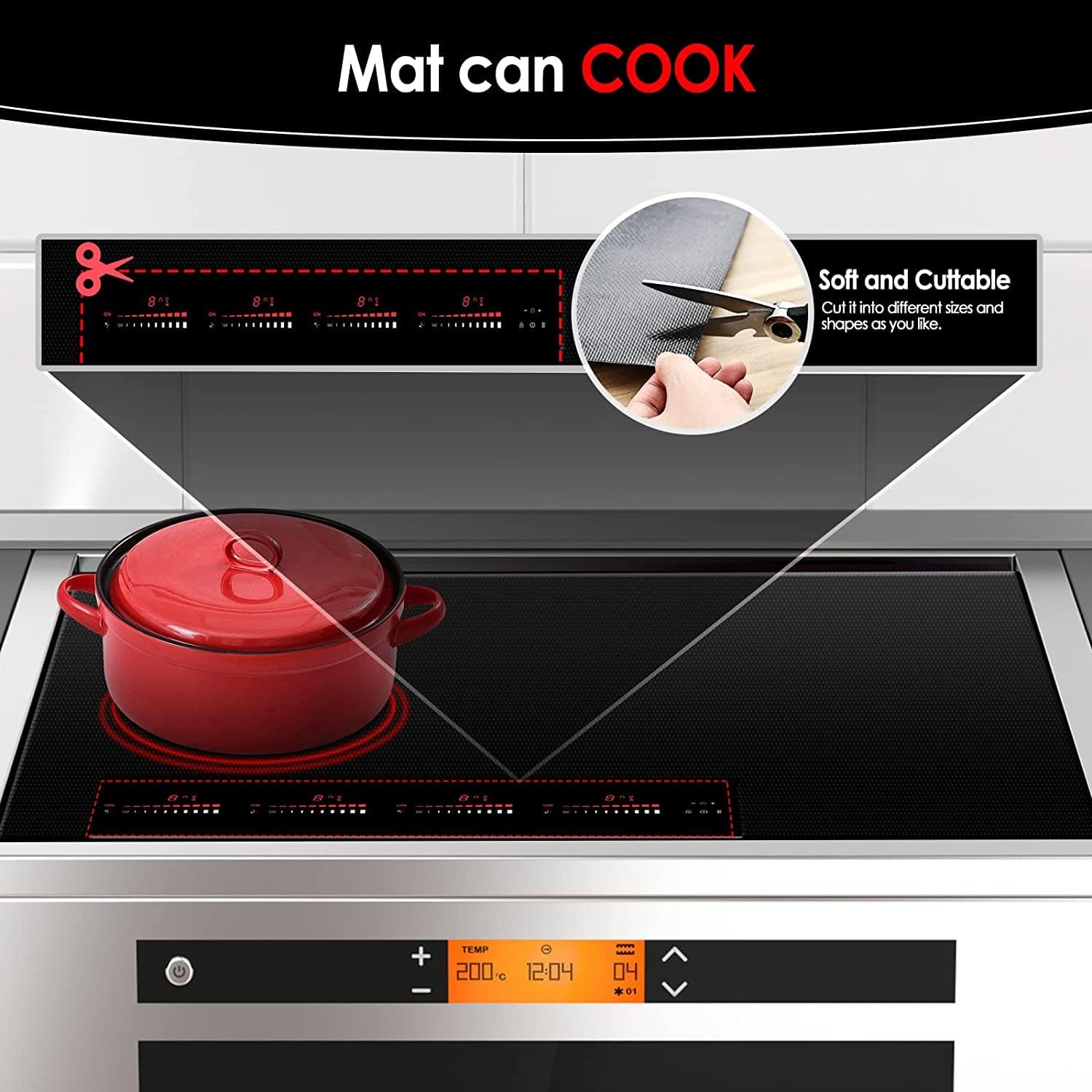 KitchenRaku – Alfombrilla protectora grande para placa de inducción, (magnética), cubiertas para quemadores de estufa eléctrica, antiarañazos como