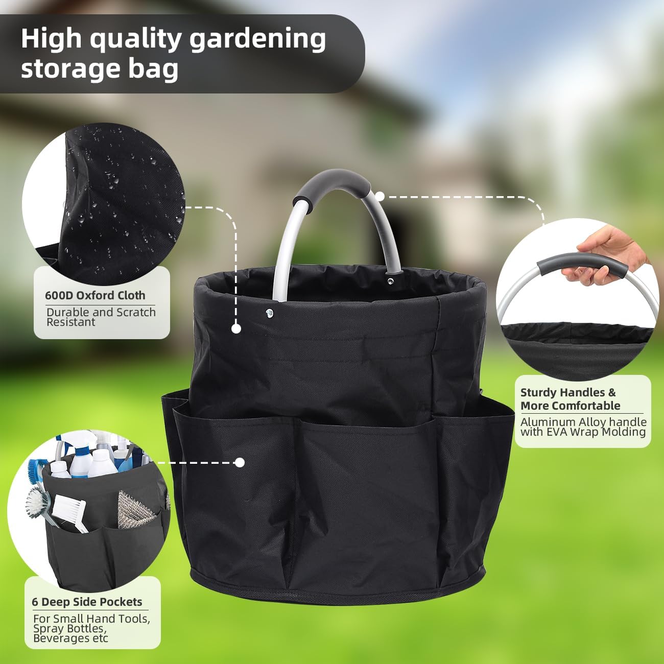Bolsa de almacenamiento de jardinería, bolsa de herramientas de jardín, bolsa de almacenamiento multifuncional para organizador de picnic al aire