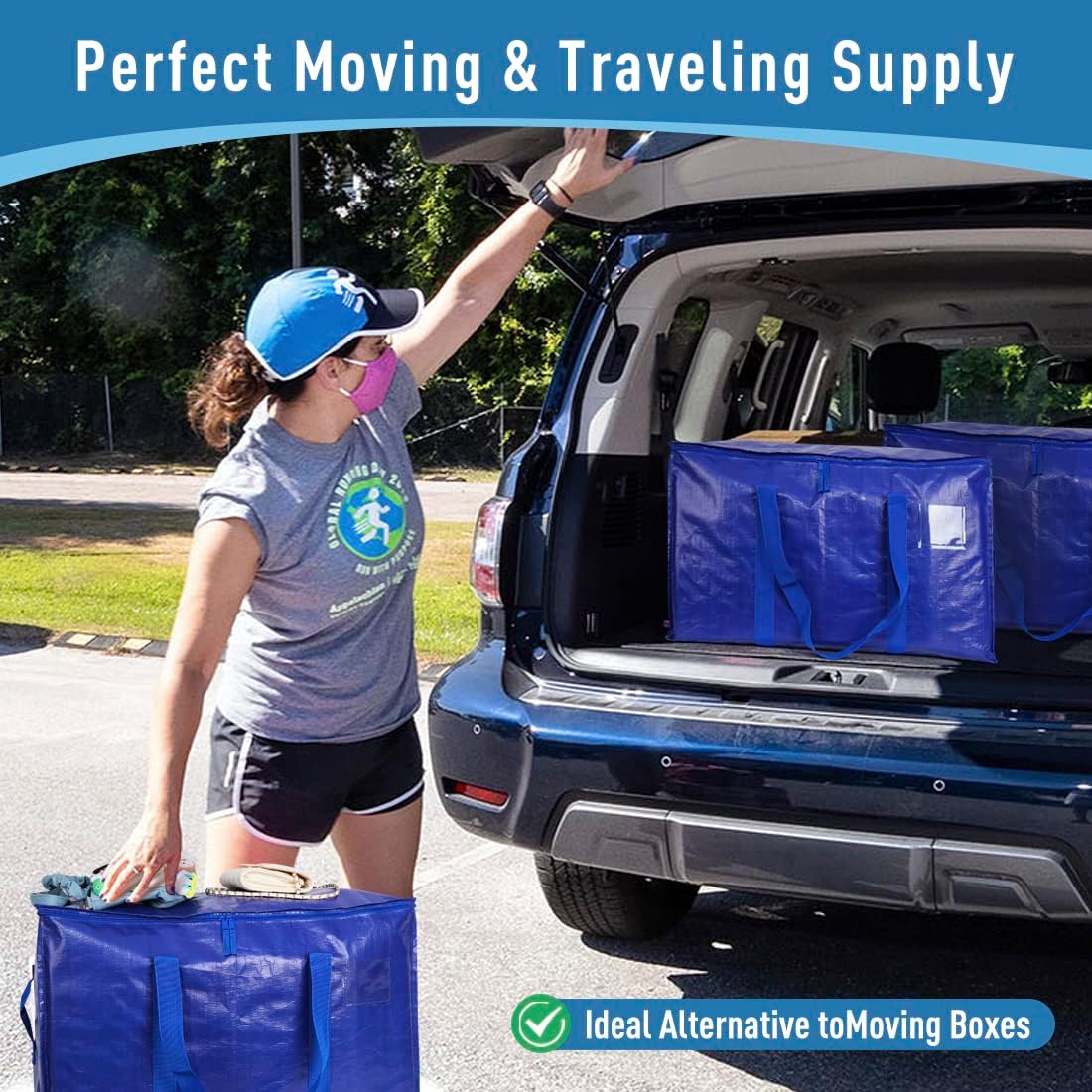 Moving Supplies – Bolsas de embalaje extra grandes y resistentes con cremalleras y asas de transporte fuertes, para mudanza y almacenamiento de
