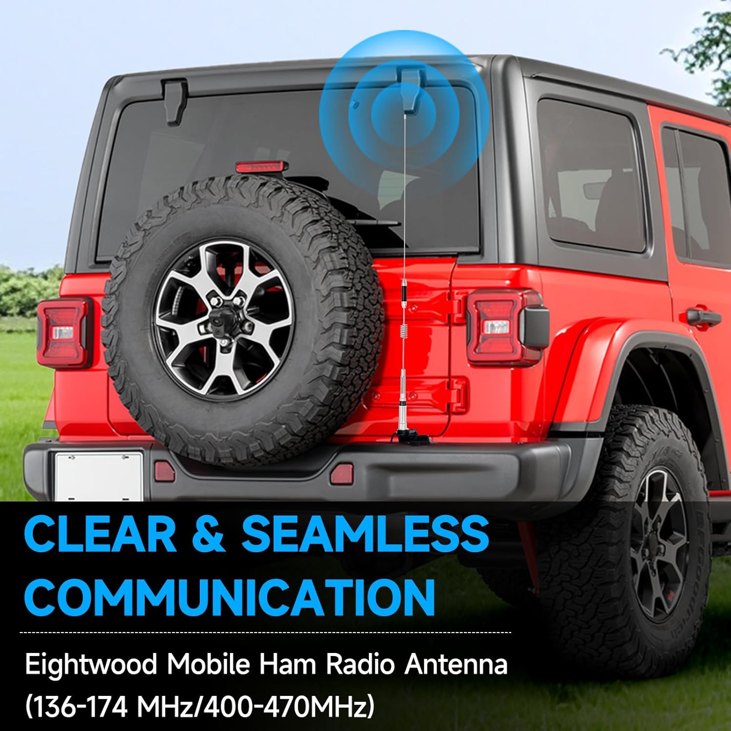 Eightwood Antena de radio de jamón móvil para vehículos PL259 VHF UHF 144430MHz Antena antioxidante de 30 pulgadas con soporte fijo de montaje en