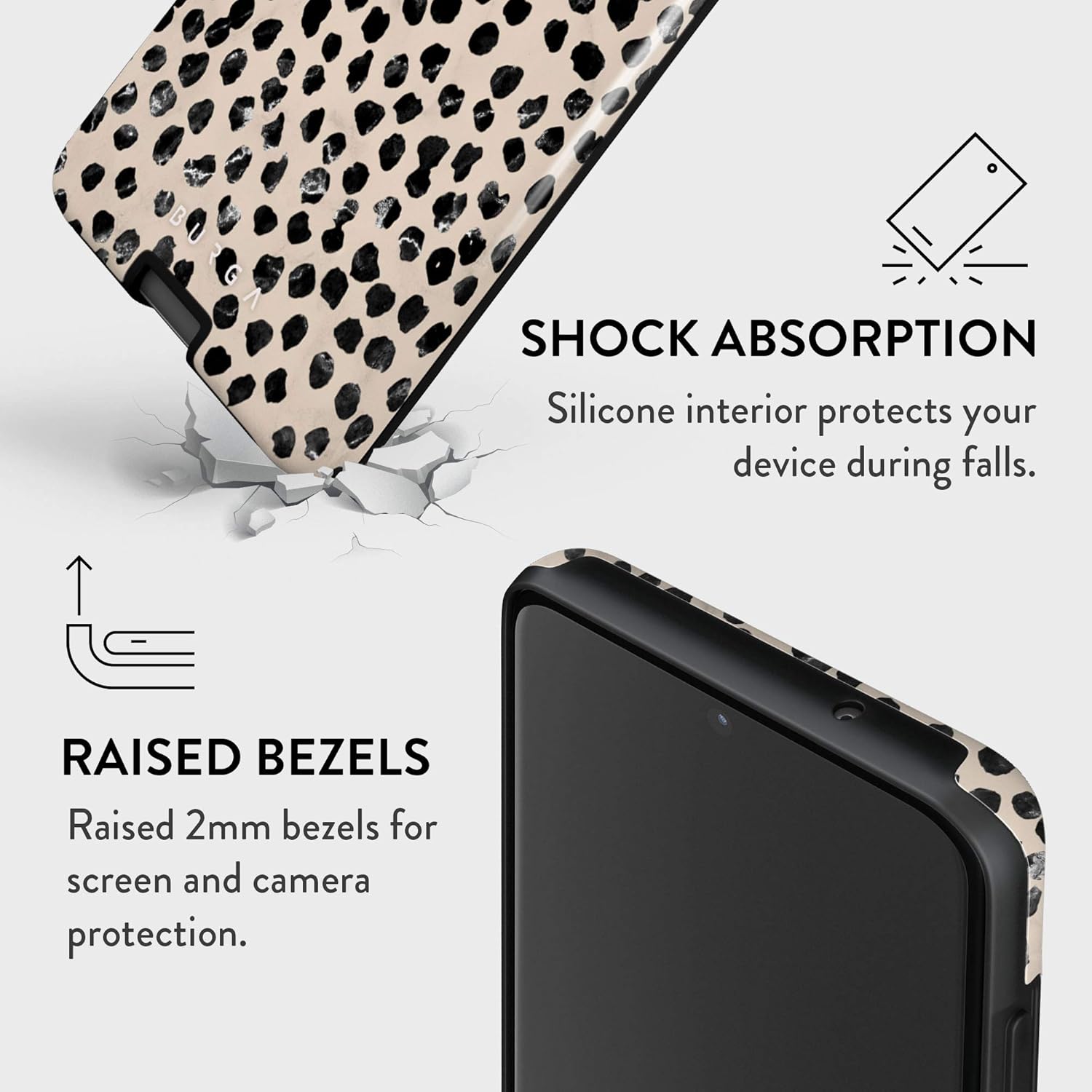 BURGA Funda para teléfono compatible con Samsung Galaxy S20 FE  Carcasa rígida híbrida de 2 capas + funda protectora de silicona  Patrón de lunares