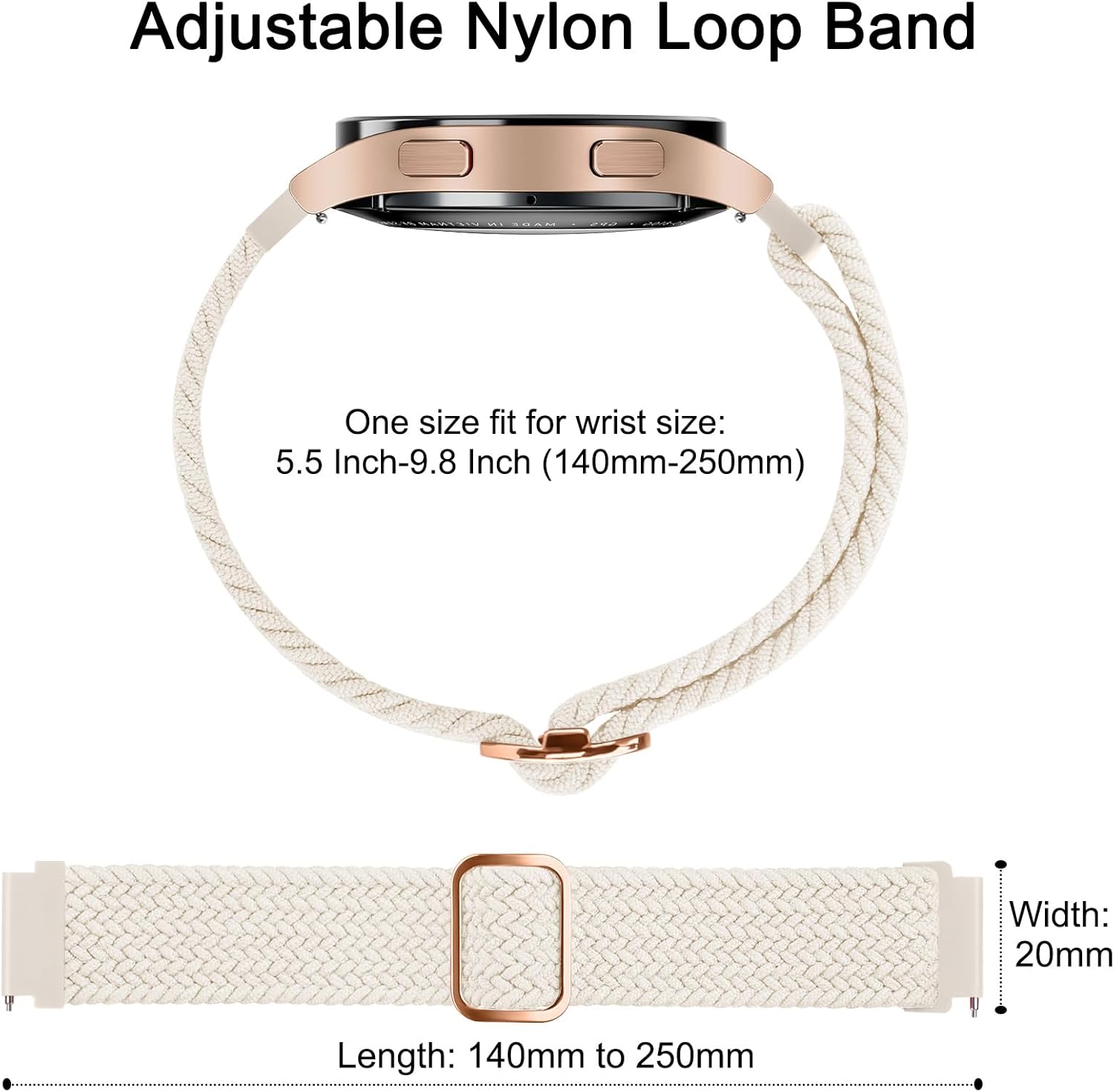 Tobfit Correas de nailon trenzadas compatibles con Samsung Galaxy Watch 5 de 1.575 pulgadas, 1.732 pulgadas, Galaxy Watch 4 de 1.575 pulgadas, 1.732