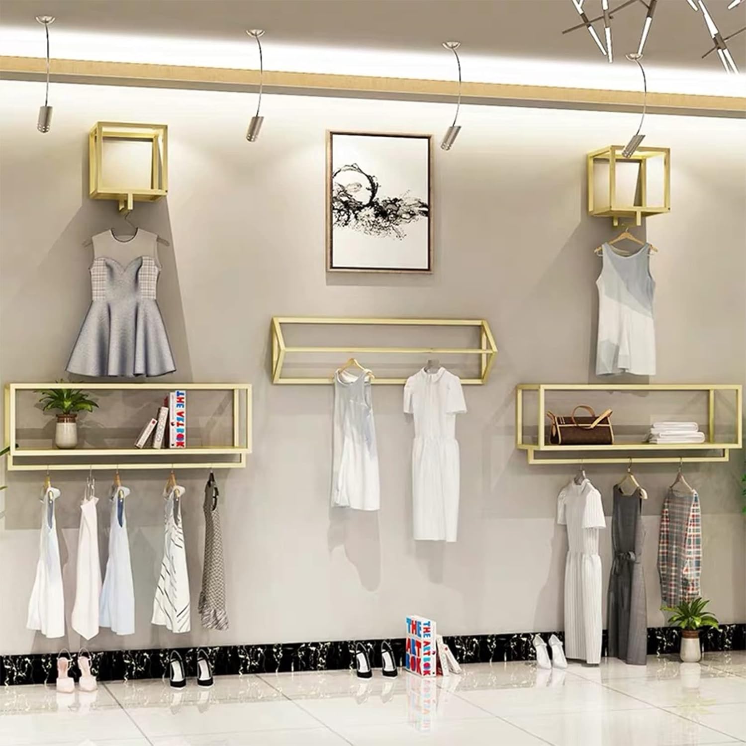 Percheros de metal para tiendas de ropa, estantes colgantes para colgar en la pared, estante de ropa para plantas en macetas en el hogar, toallero