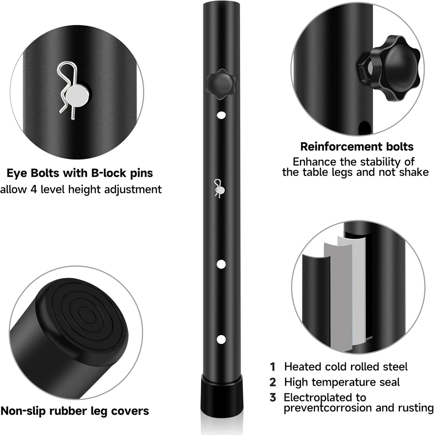 Laowu Extensores de patas de mesa para mesas plegables, extensiones de patas de mesa plegables para patas rectas y dobladas, elevadores de patas de