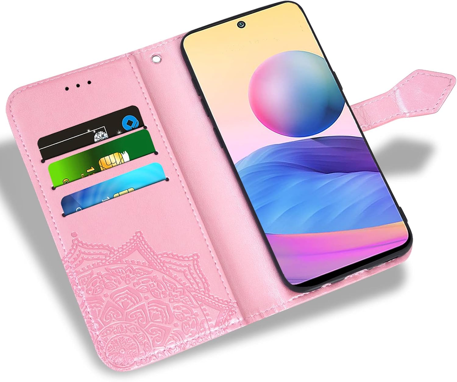 Asuwish Compatible con Xiaomi Redmi Note 10 5G Funda tipo cartera y protector de pantalla de vidrio templado, cubierta abatible, tarjetero,