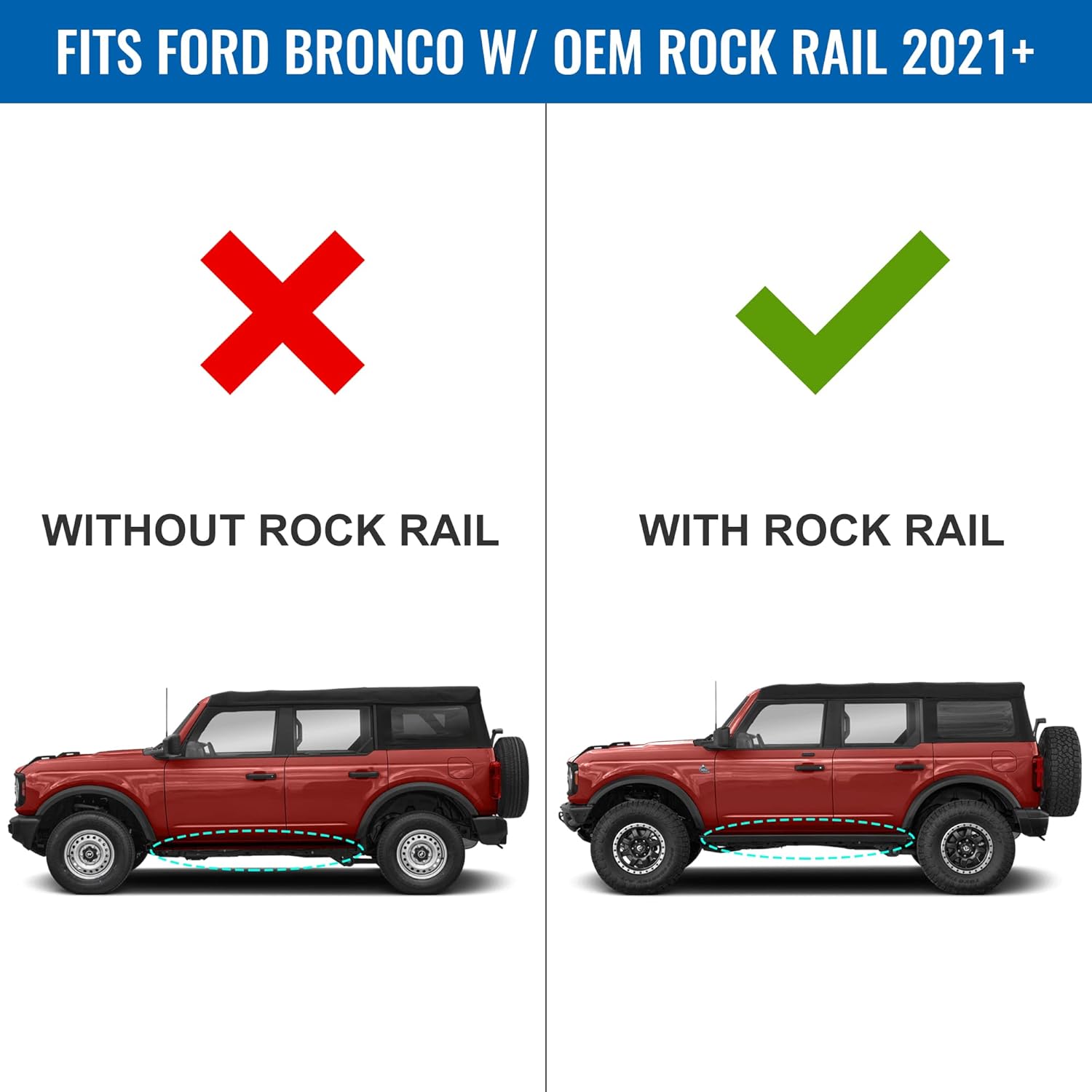 Estribos laterales para Ford Bronco 2021 2022 2023 2024 de 2 puertas de 4 puertas con rieles de bastidor OEM, accesorios exteriores para Ford Bronco
