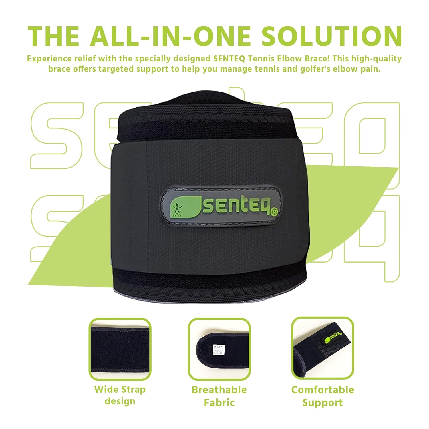 SENTEQ Codera de tenista, codera para tendinitis y codo de tenis con envolturas de neopreno, cómodas correas para codo de golfistas, coderas de