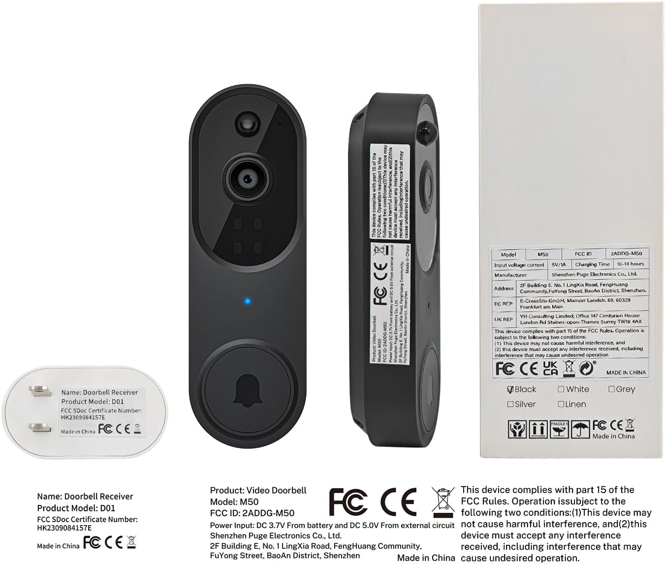 ALPHAPEACH Timbre de video 1080P inalámbrico para seguridad en el hogar con timbre de anillo, 100% sin cable, detección humana inteligente con