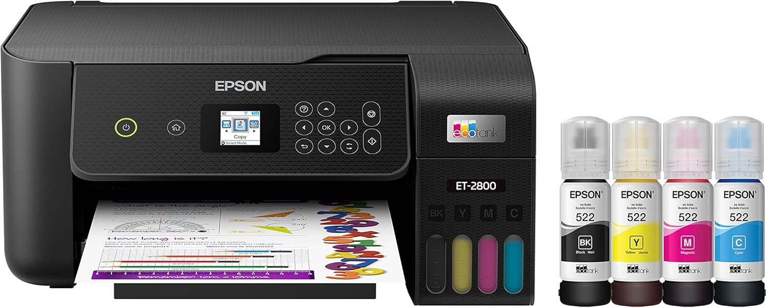 Epson EcoTank ET-2800 Impresora Supertank sin cartuchos con escaneo y copia, la impresora básica ideal para el hogar, impresora fotográfica