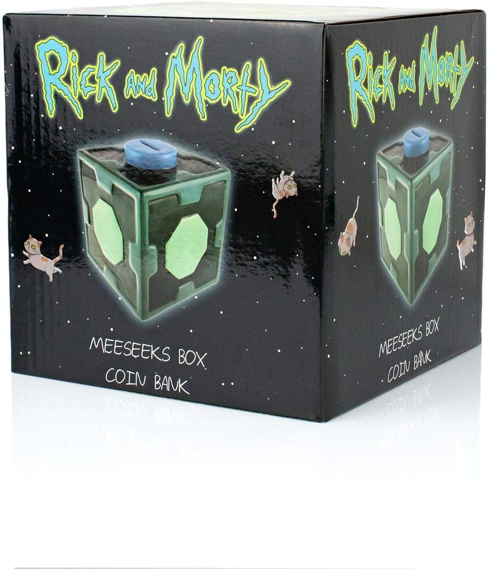 Caja Meeseeks de Rick and Morty, 412″, alcancía de cerámica para colección.