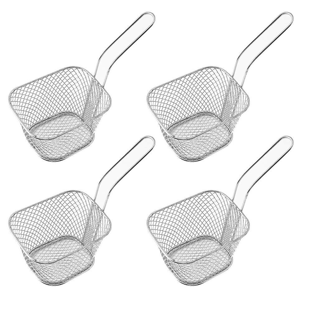 4 mini cestas cuadradas para papas fritas de 3.7 x 1.65 x 2 pulgadas, mesa Odowalker para servir papas fritas, cestas de papas fritas, escritorio,