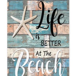 JAWO Cortina de ducha de playa, rústica, vintage, con frase en el océano, cortina de ducha con ganchos, 48 x 70 pulgadas JAWO Cortina de ducha de playa, rústica, vintage, con frase en el océano, cortina de ducha con ganchos, 48 x 70 pulgadas