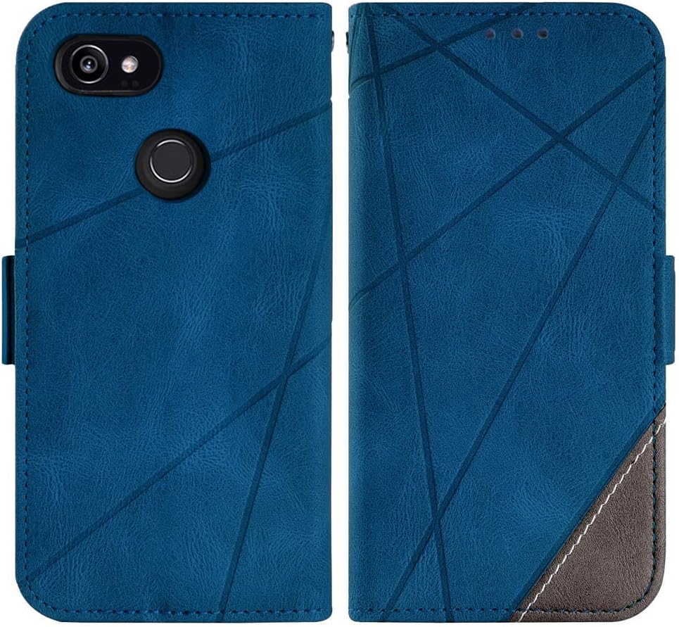 Asuwish Compatible con Google Pixel 2XL – Funda tipo cartera y protector de pantalla de vidrio templado, soporte de cuero con tapa para tarjetas,