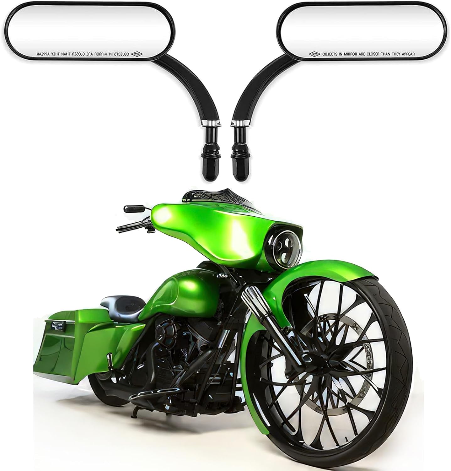 DREAMIZER Espejos laterales universales ovalados para motocicleta, color negro, compatibles con Harley Street Bike Scooter Chopper Cruiser Sportster