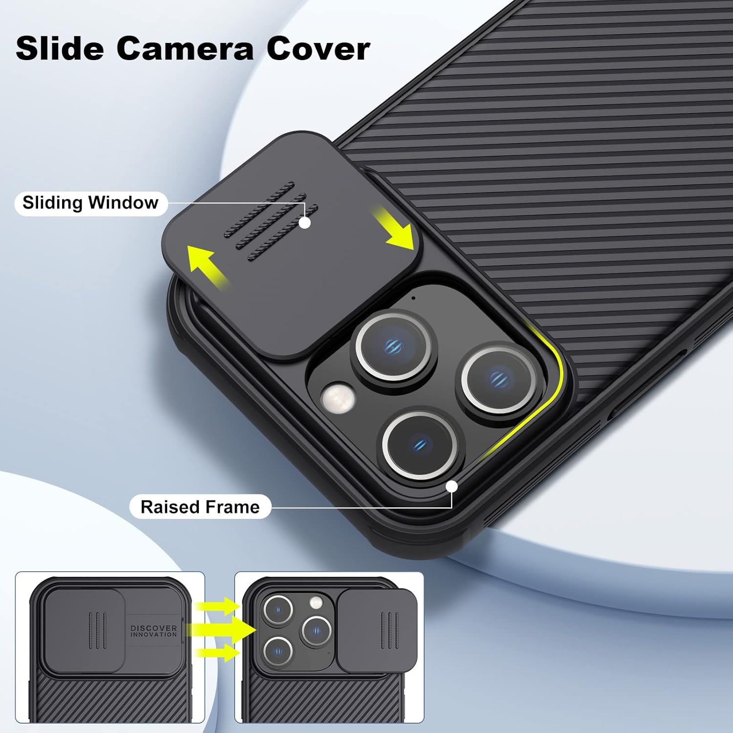 Nillkin CamShield Pro diseñada para iPhone 14 Pro con funda para cámara, funda con protección deslizante para cámara, delgada, a prueba de golpes,