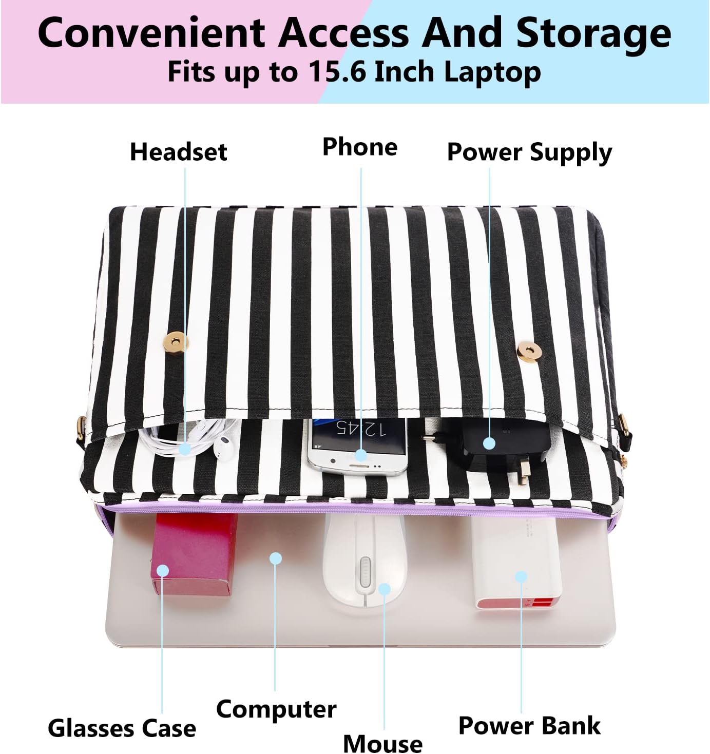 MATEIN Bolsa de mano para laptop para mujer, 15.6 pulgadas, bonita funda para computadora con bolsillo RFID para enfermeras profesoras, bolso de
