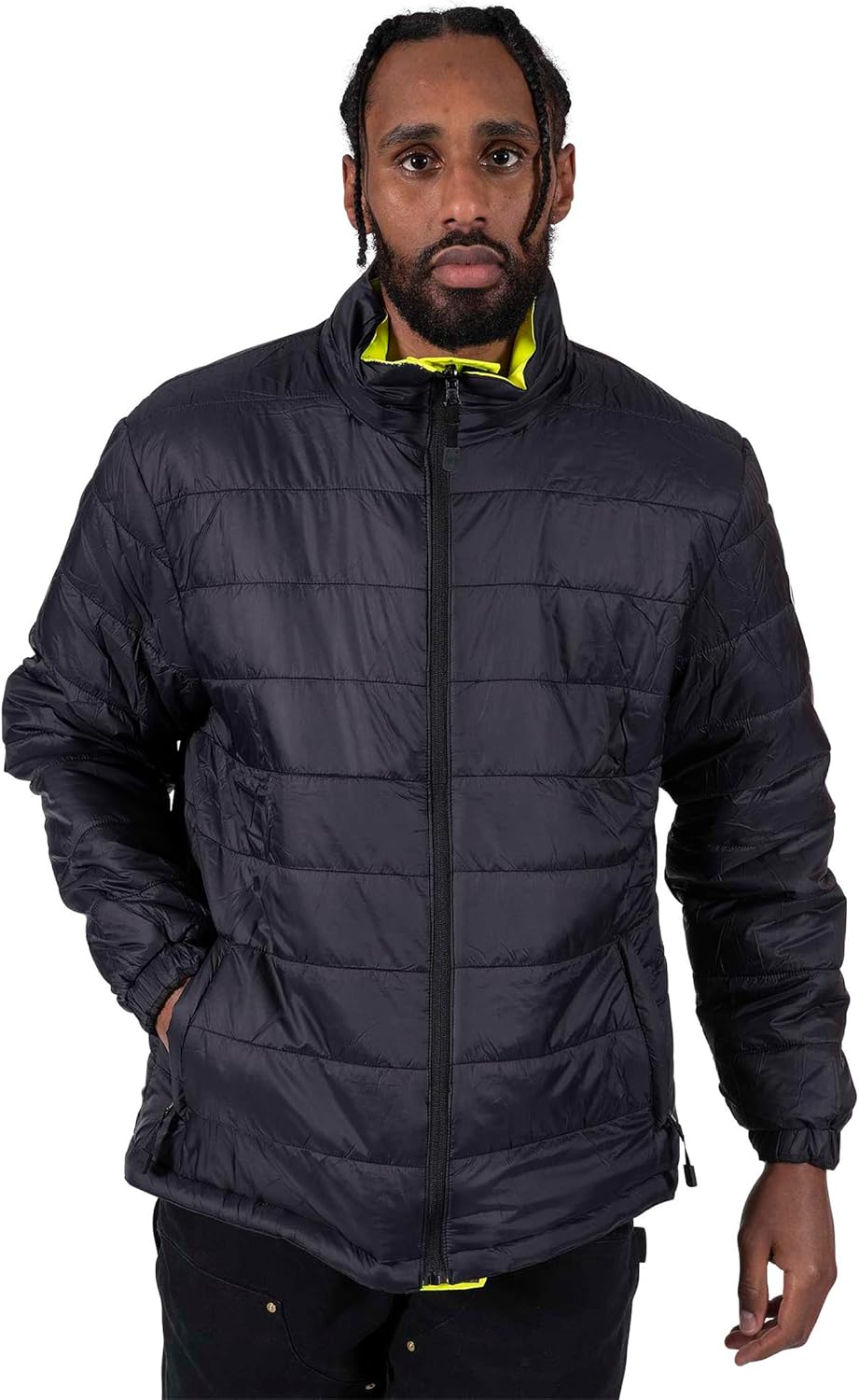 Pioneer Chaqueta de seguridad reversible – Chaqueta impermeable transpirable para hombre y mujer – Amarillo de alta visibilidad – Cinta reflectante