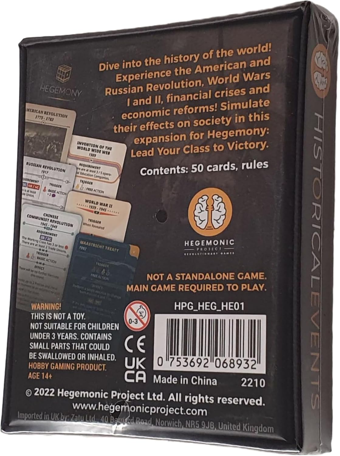 Expansión de eventos históricos 50 cartas nuevas para añadir eventos a tu juego, juego de mesa único basado en cartas asimétricas, a partir de 14