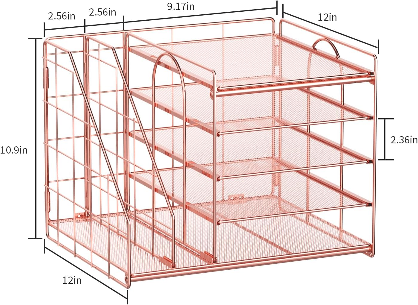 Marbrasse Organizador de escritorio con soporte para archivos, bandeja de papel de 5 niveles, accesorios de escritorio de malla, soporte para