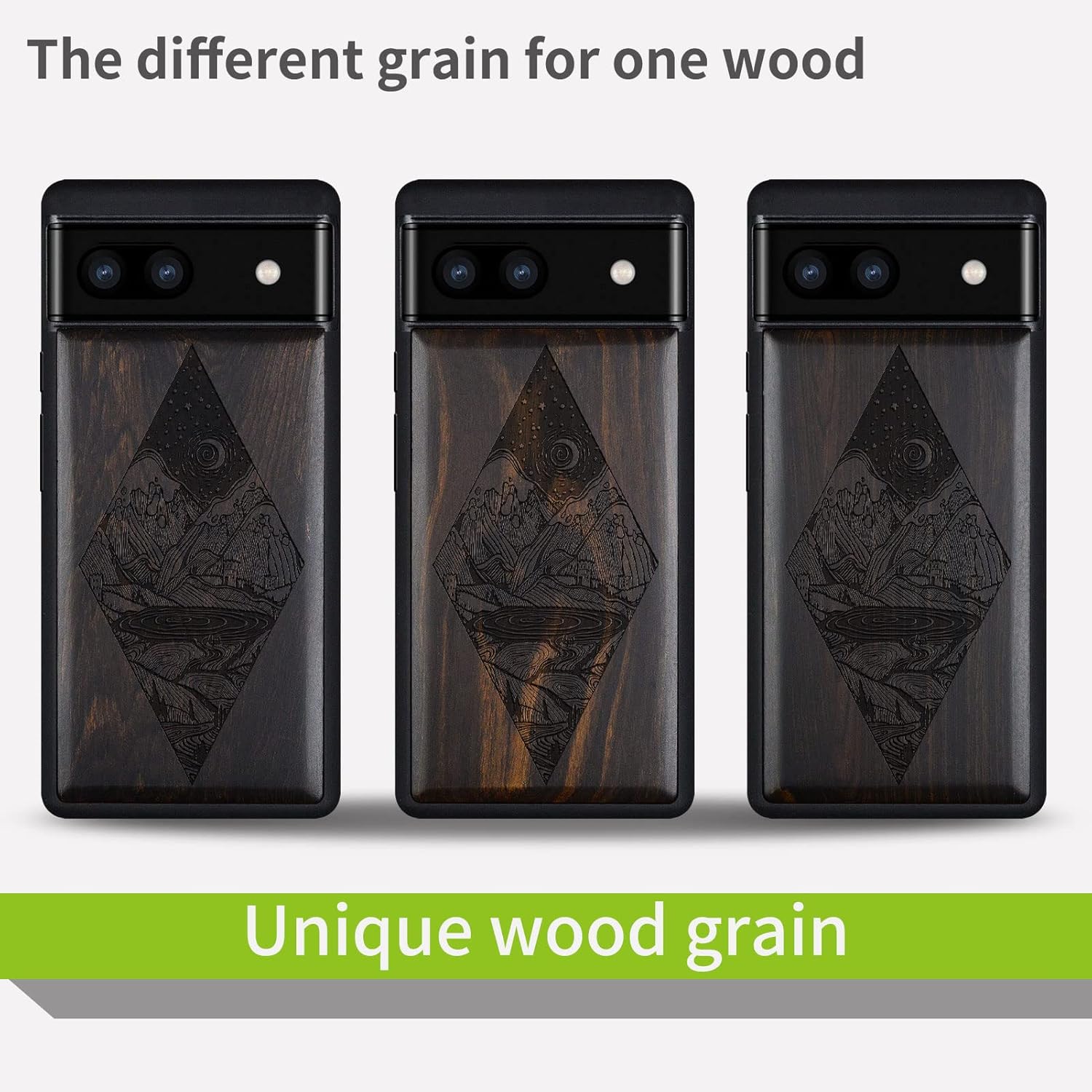 Carveit Funda de madera para Pixel 6a 2022 madera natural y TPU suave negro a prueba de golpes, funda de madera única y elegante compatible con