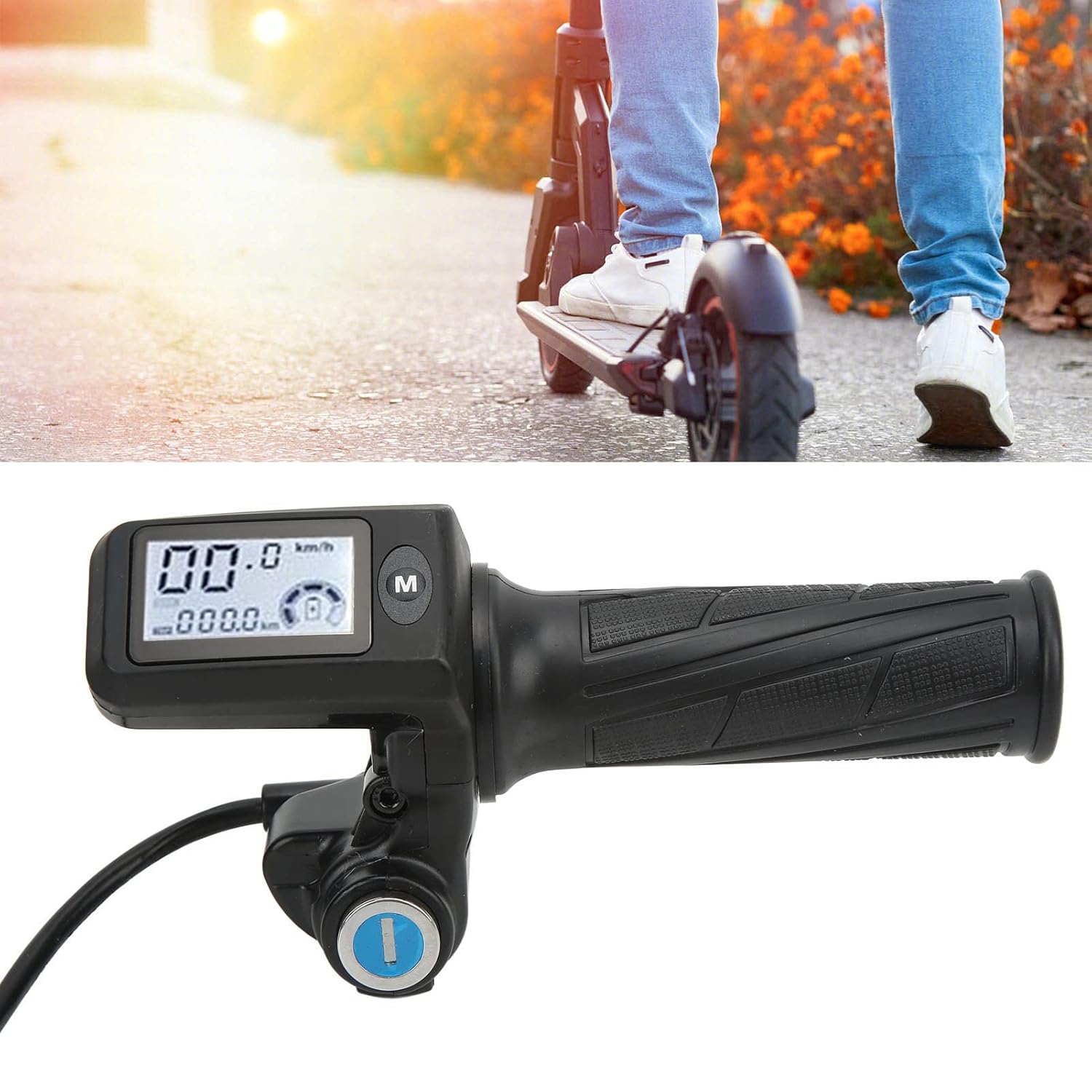 FOUF Kit de motor eléctrico de CC sin escobillas de 36 V, 48 V, 350 W, panel LCD, kit de controlador de motor sin escobillas, agarre del acelerador,
