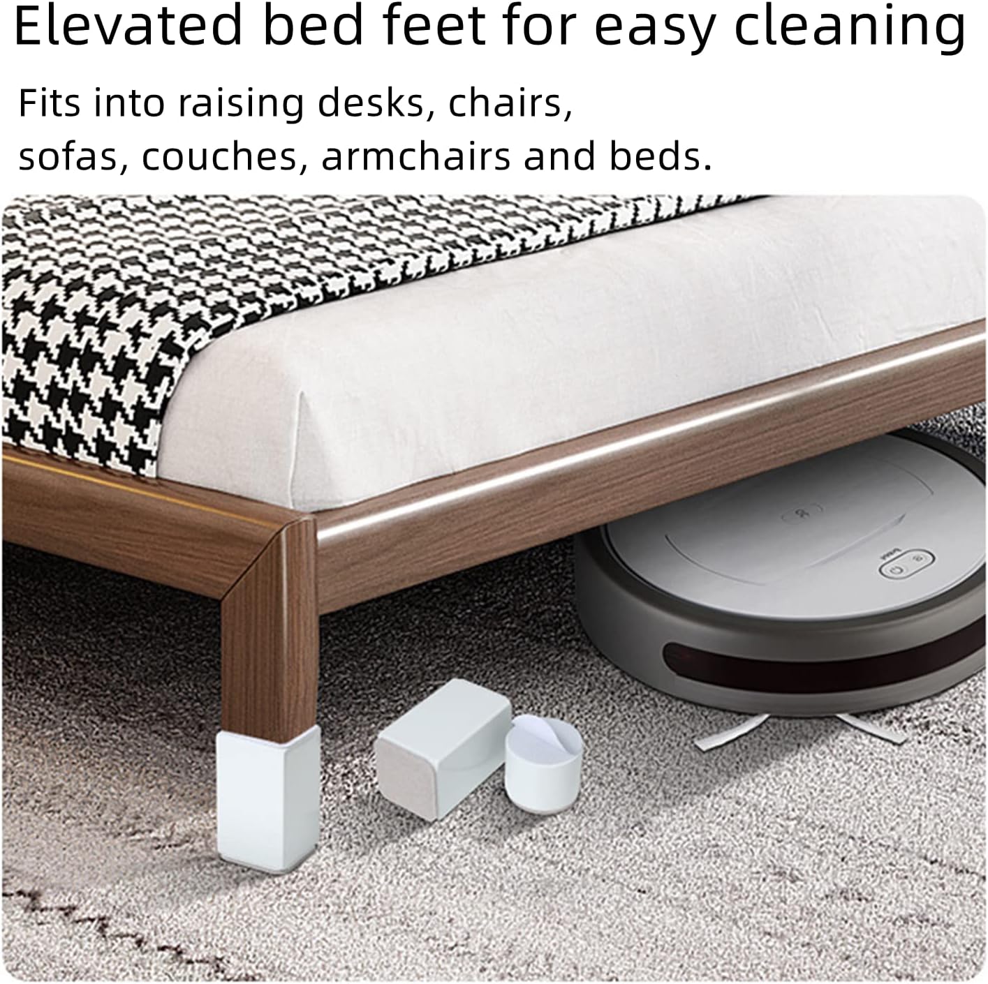 Elevadores autoadhesivos de 2 pulgadas para camas y muebles, elevadores de muebles de acero a muebles o camas pesados, elevadores autoadhesivos para