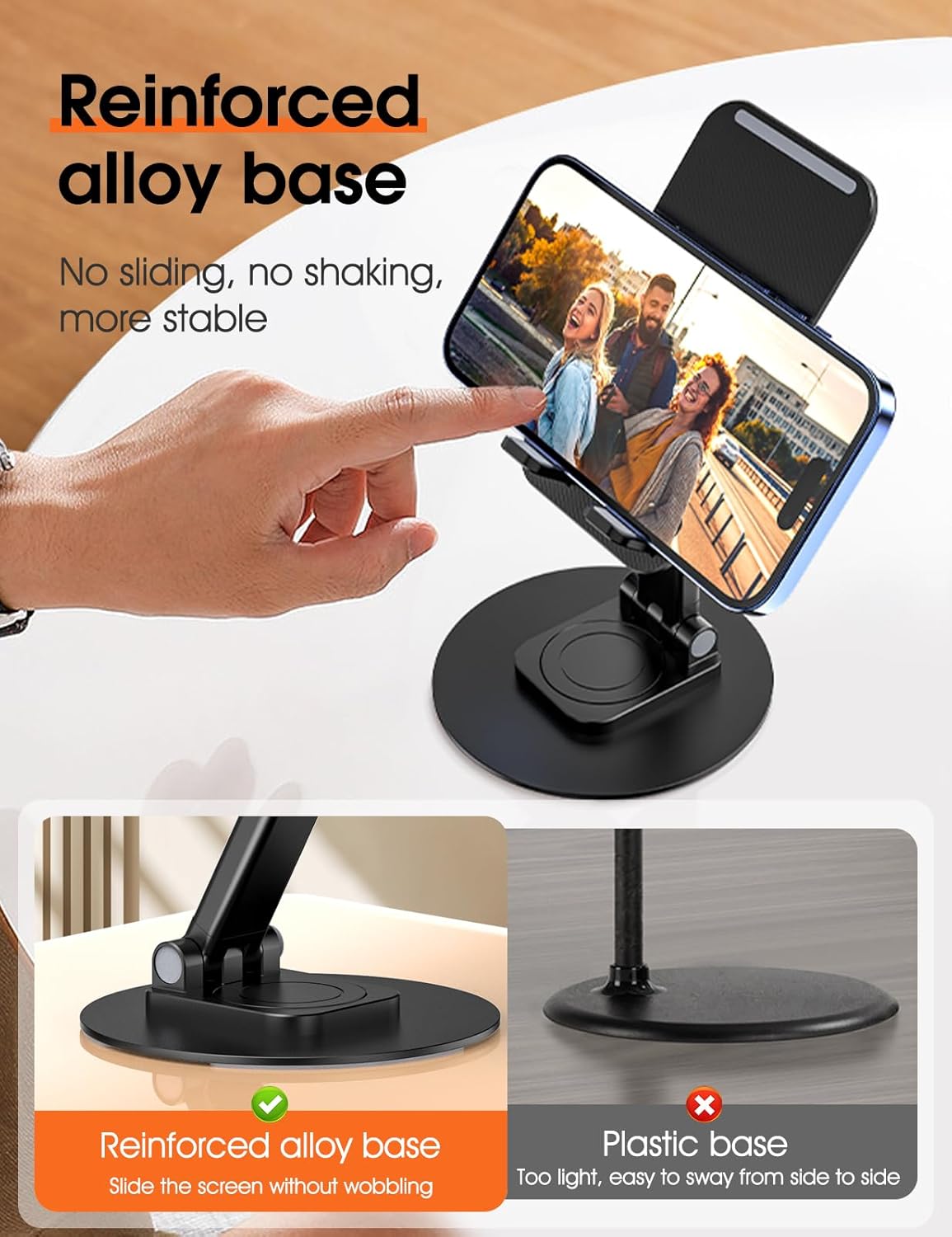 Ulanzi – Soporte giratorio para teléfono celular, soporte para teléfono móvil plegable ajustable en altura ajustable compatible con iPhone 15141312