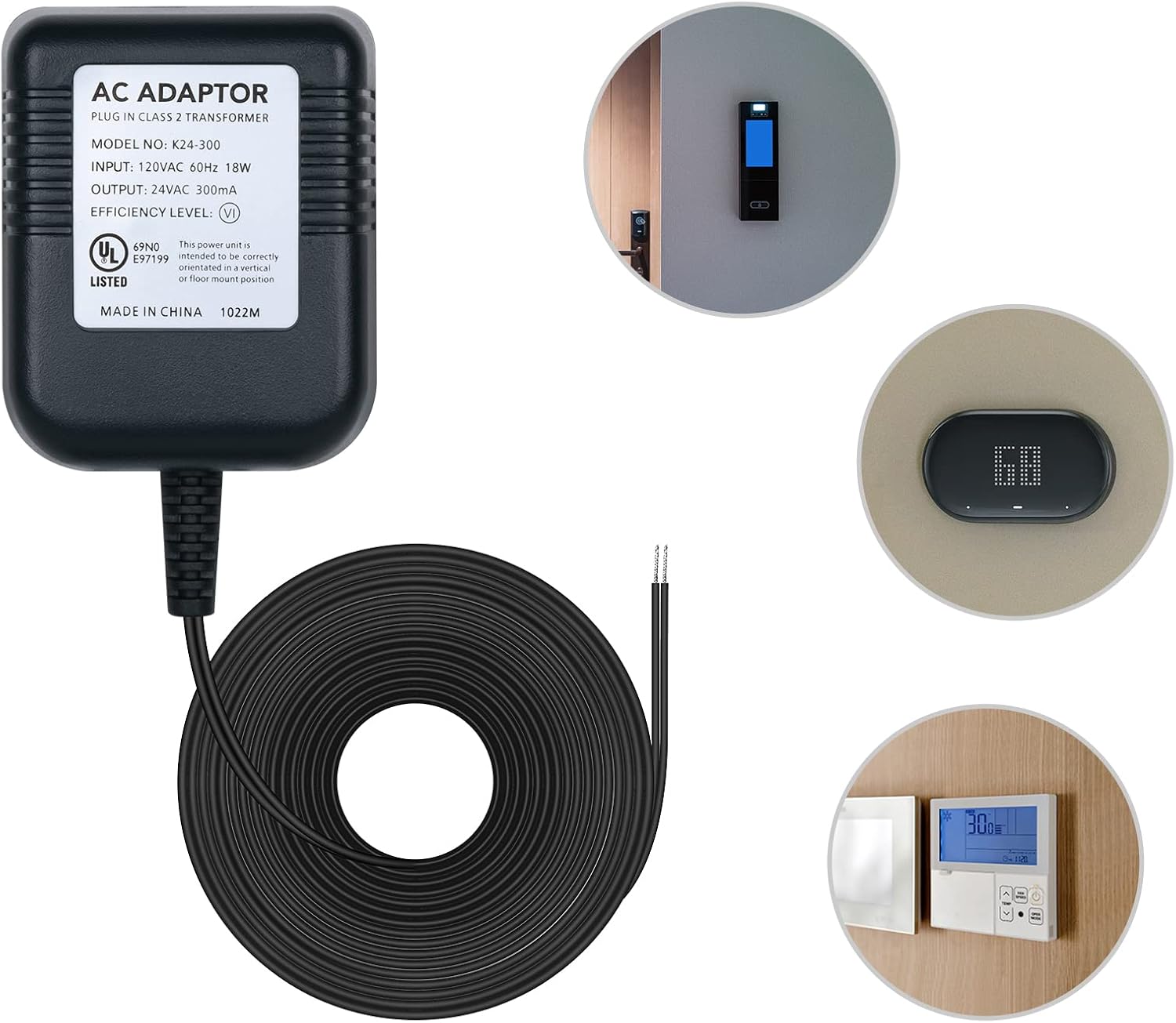 Degrii Transformador de 24 V adecuado para todos los termostatos inteligentes y timbres de timbre de anillo, compatible con termostato inteligente