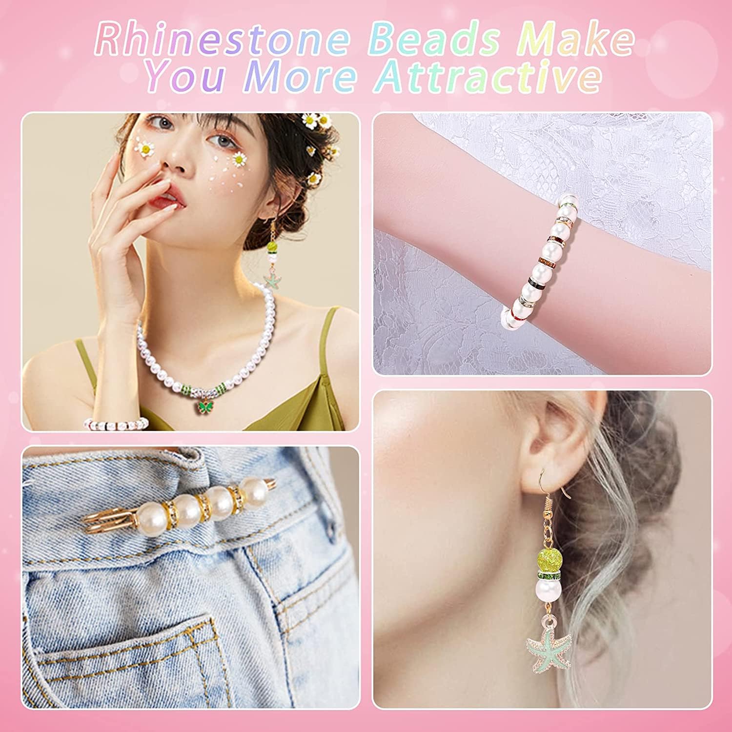 HAAMIIQII 100 cuentas espaciadoras Rondelle de 0.157 pulgadas chapadas en plata, diamantes de imitación de cristal checo para hacer joyas, cuentas
