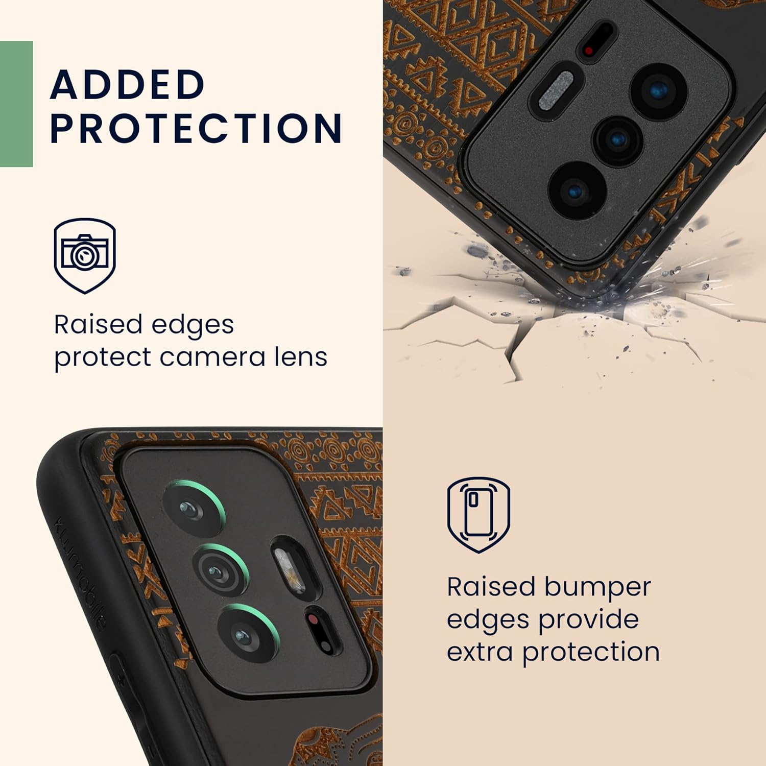 kwmobile Funda de madera compatible con Xiaomi 11T  11T Pro – Funda – Elefante de madera con patrón marrón claronegro