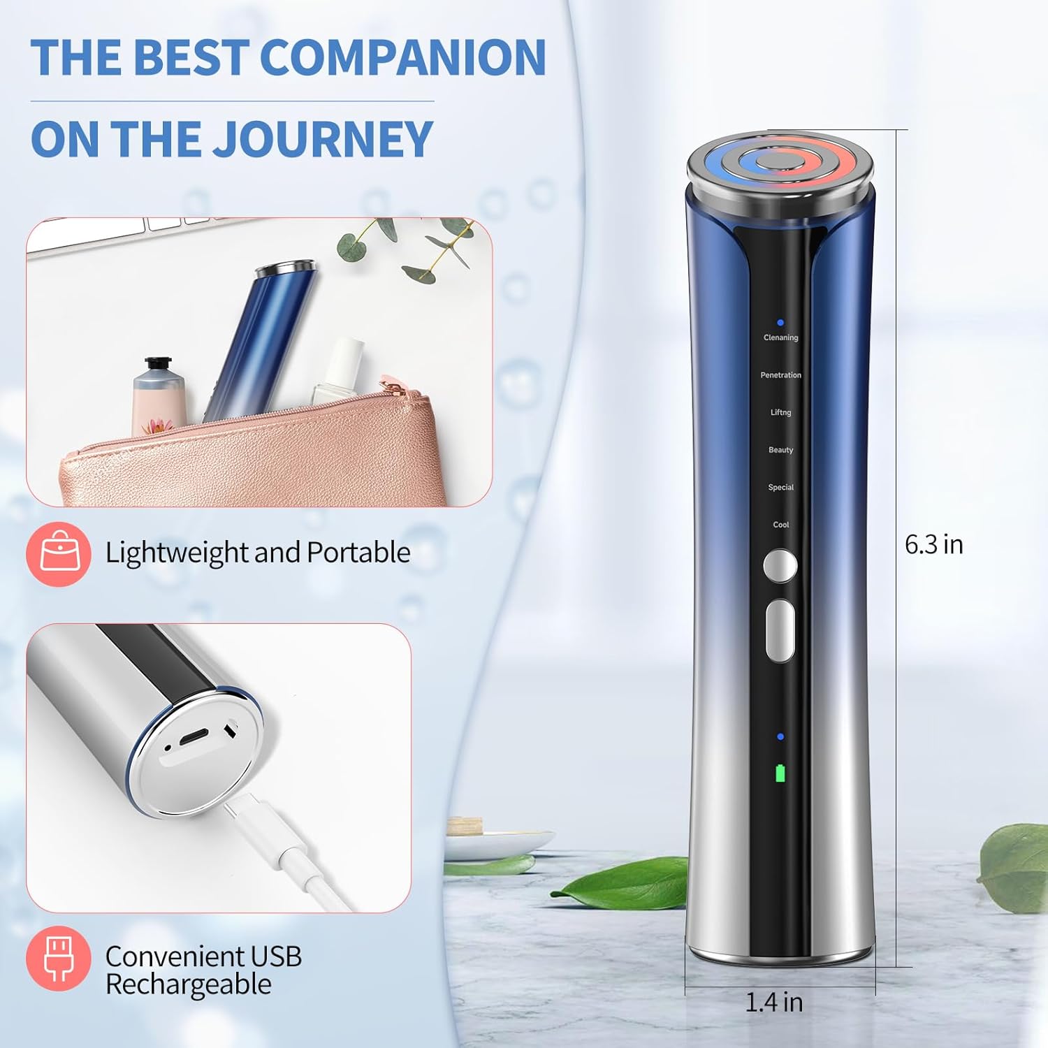 Texet Microcurrent – Masajeador facial para uso doméstico, máquina de apretar la piel para rutina de cuidado de la piel, 6 modos de masaje con