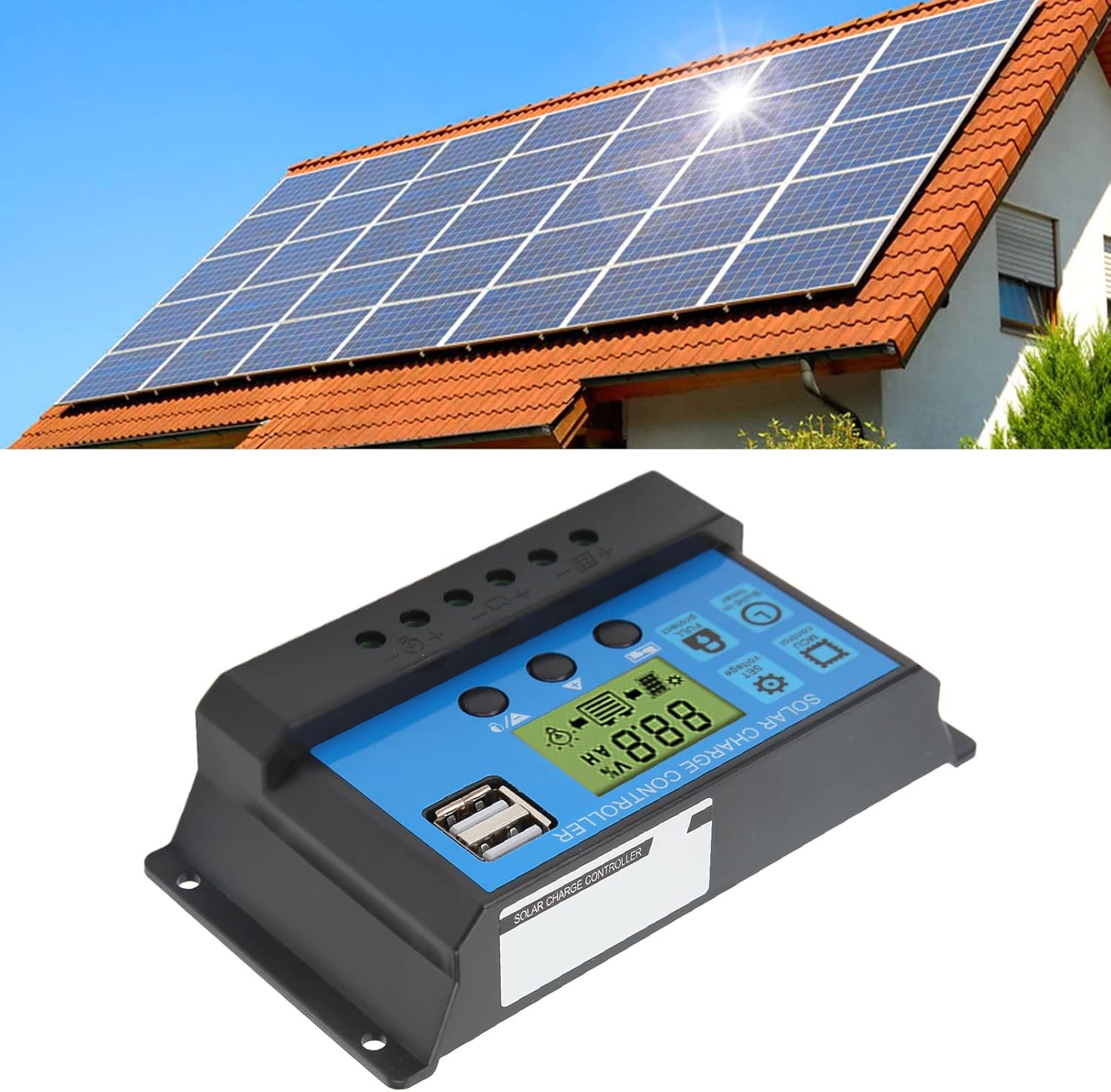 12V 24V Solar Charge Controller USB PWM Photovoltaic Solar Panel Charge Regulator with LCD Display – Efficient and Reliable Solar Energy Management