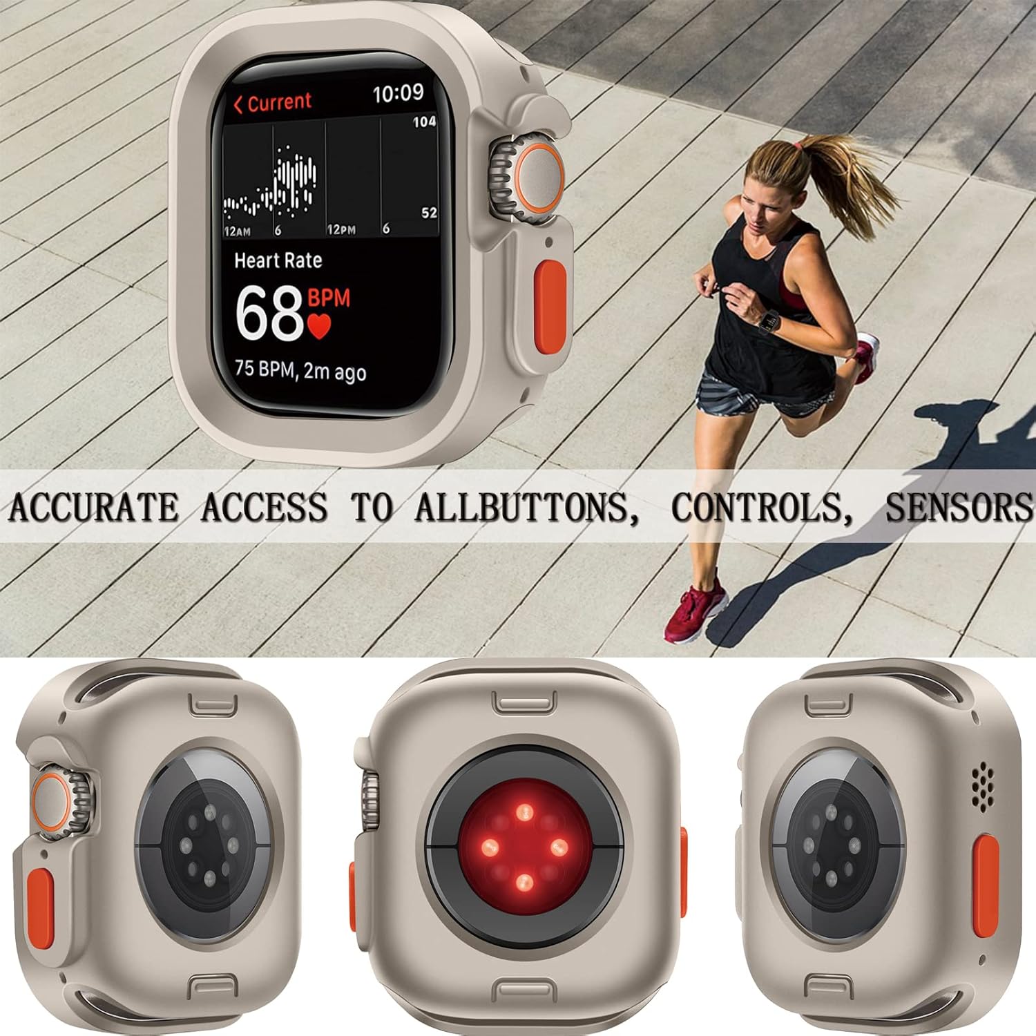 Funda compatible con Apple Watch Ultra de 1.732 pulgadas con 2 vidrios templados, funda protectora de TPU suave con protector de pantalla para