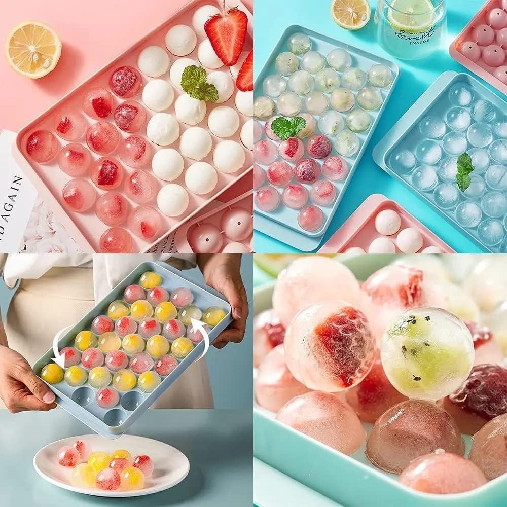 ACGSS – Paquete de 2 bandejas redondas para cubitos de hielo, 66 piezas, molde redondo para cubitos de hielo, perfecto para enfriar bebidas, café,