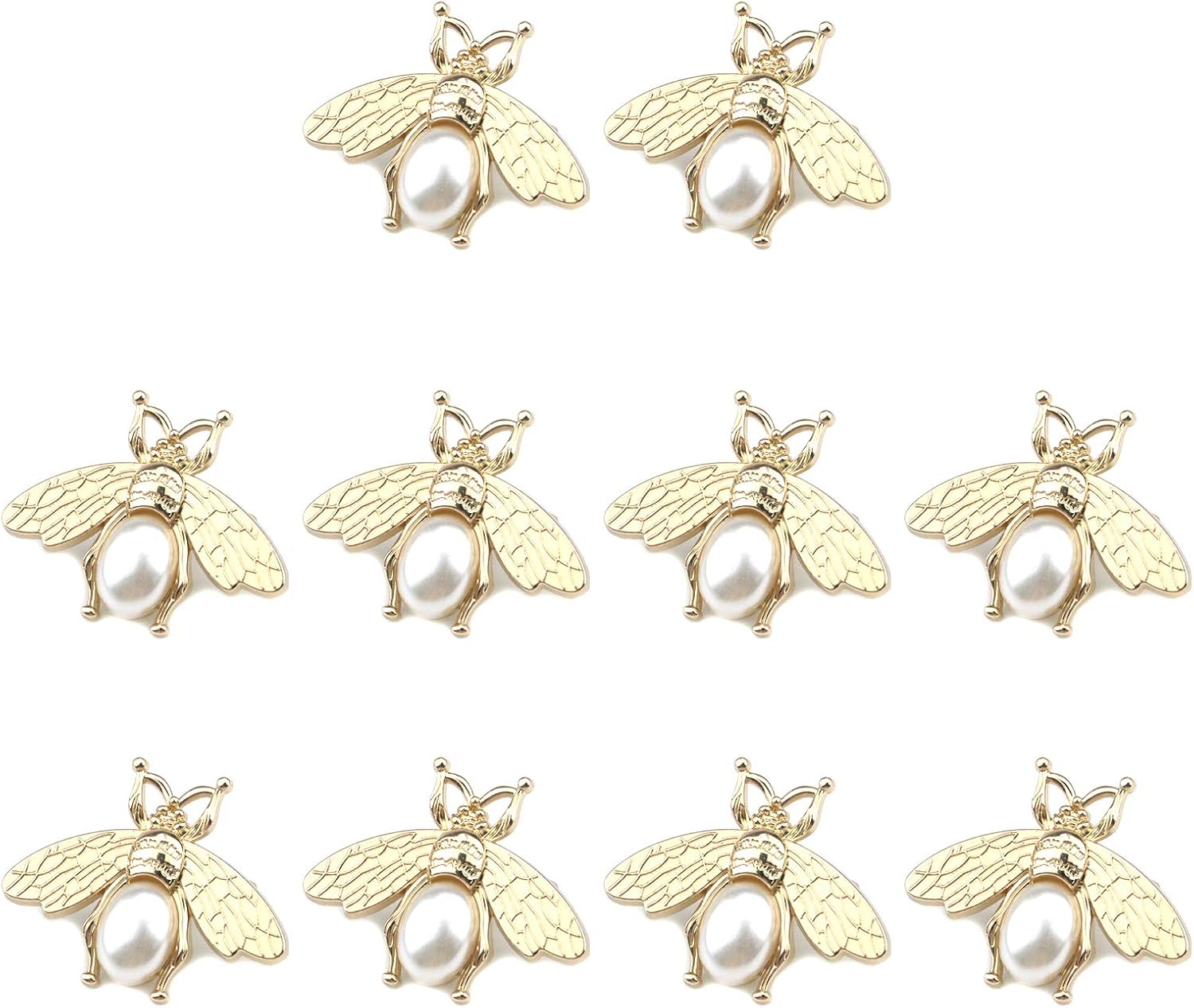 10 botones de abeja de metal, adornos de abeja, botones de perlas con parte trasera plana, adornos para coser manualidades y decoración de herrajes