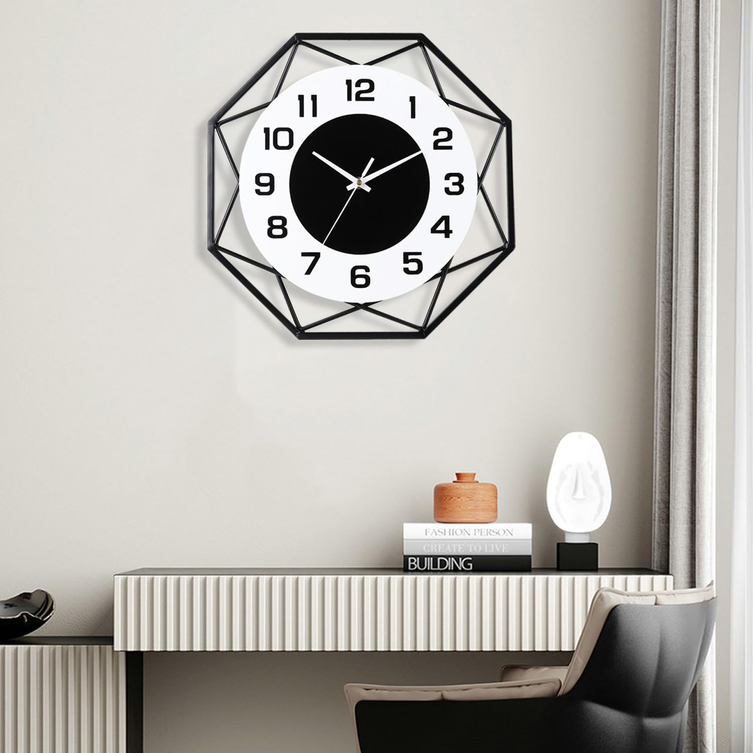Reloj de pared decorativo de 14.2 pulgadas, reloj de pared silencioso de cuarzo de calidad sin tictac, funciona con pilas, reloj de pared grande