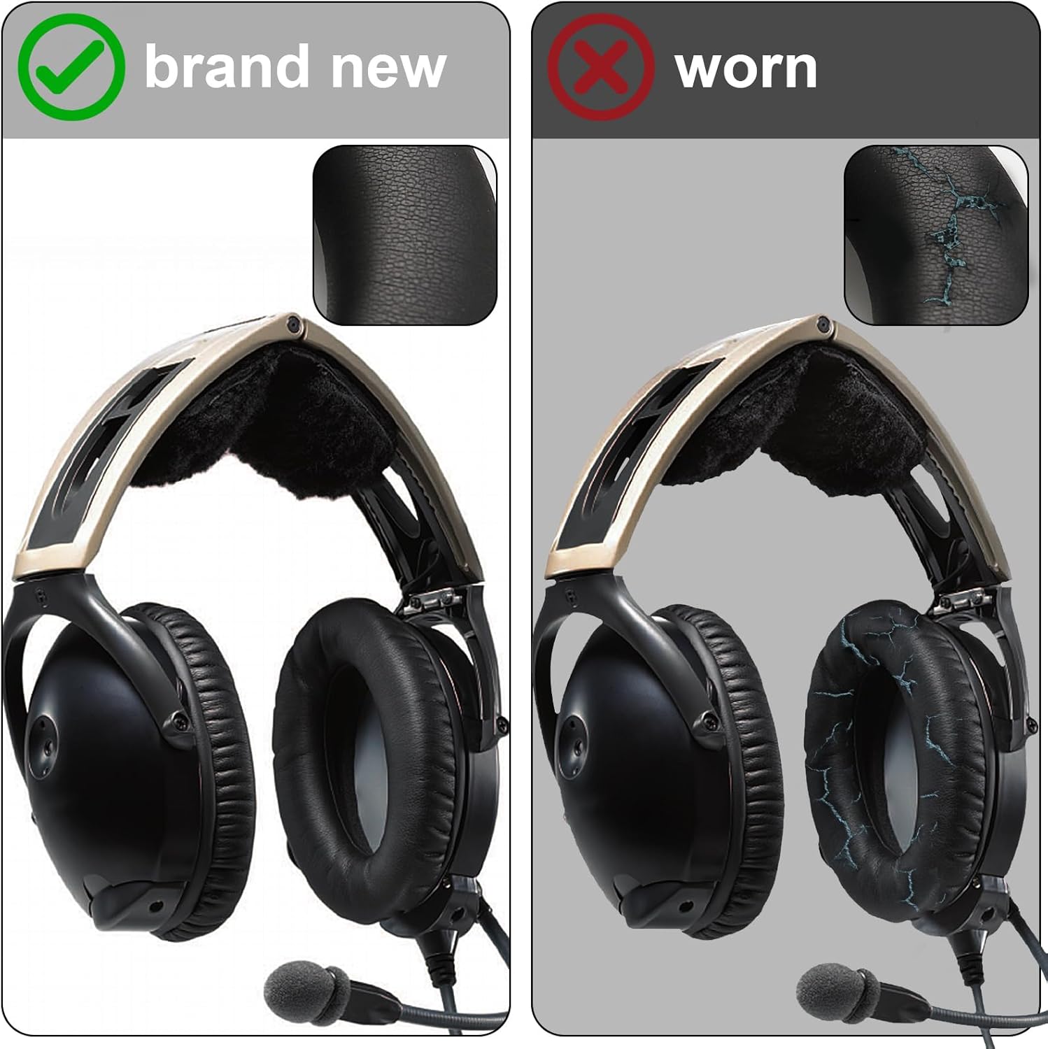 Almohadillas de repuesto para auriculares A20, accesorios compatibles con auriculares Bose Aviation Headset X A10 A20, almohadillas para