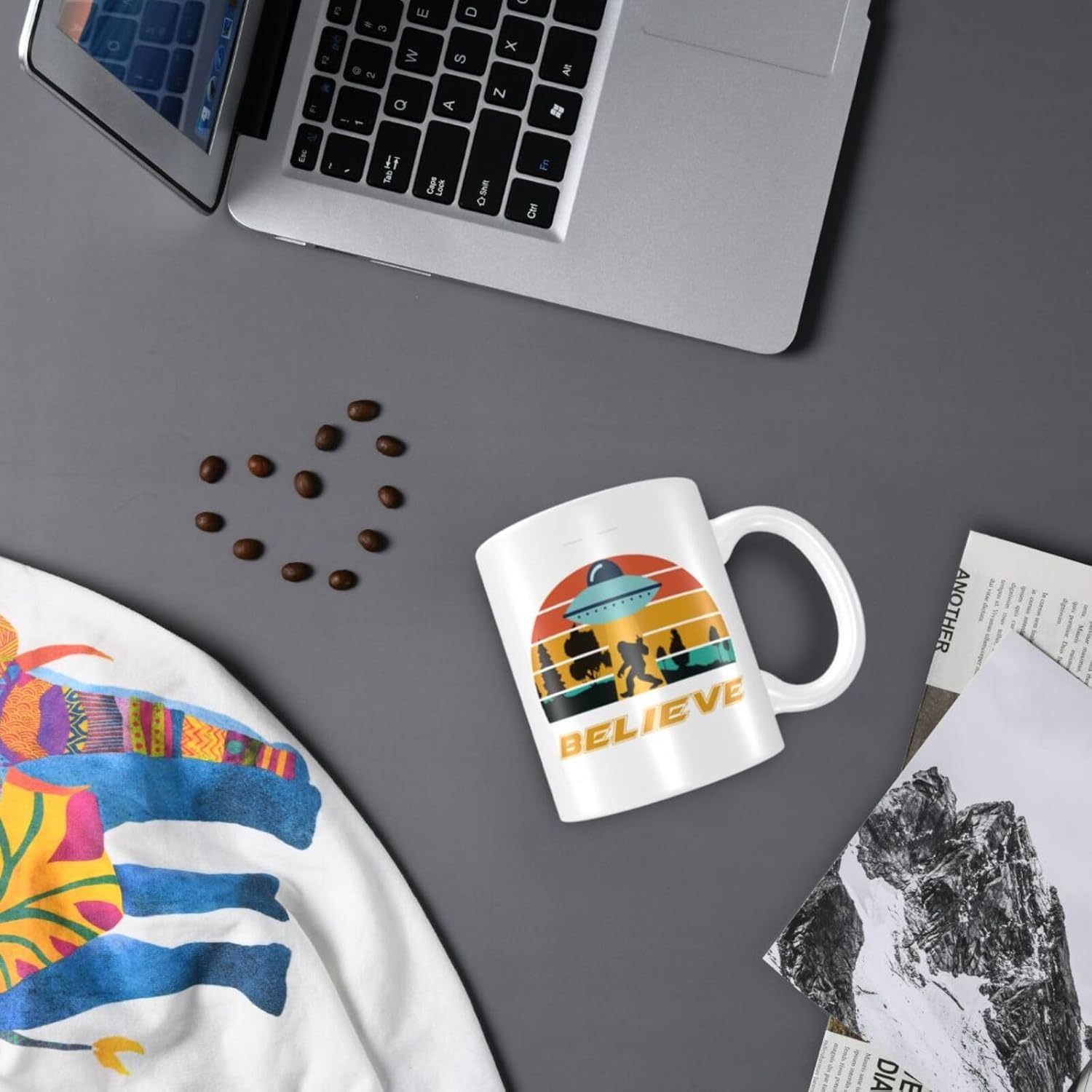 Sasquatch y UFO Alien Believe Bigfoot – Tazas de café, textura elegante y esmalte que se pueden utilizar en oficinas, escuelas, hogar y restaurante,