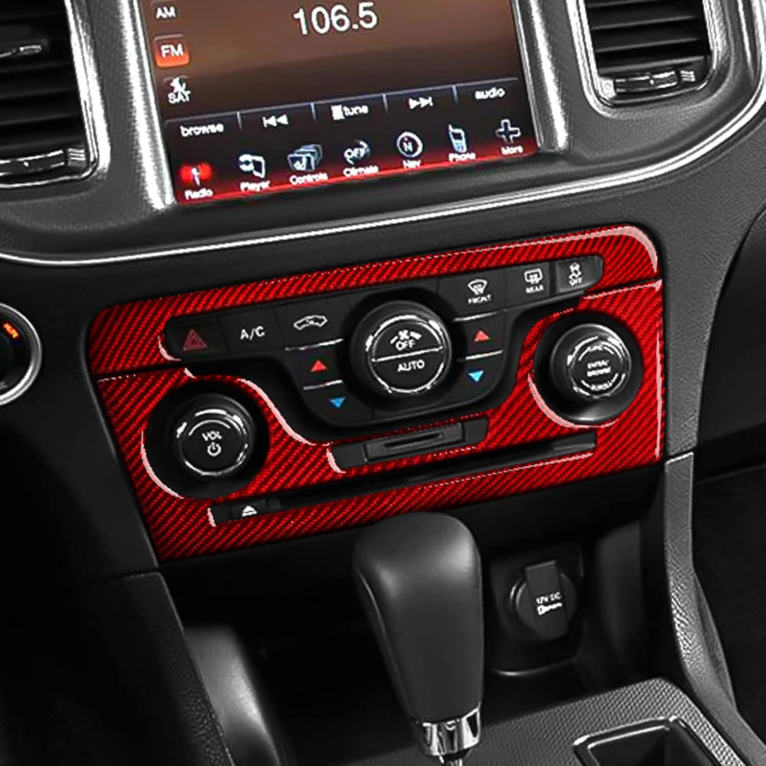 BRMYL Coche aire acondicionado interruptor de volumen central control calcomanías para 2011 2012 2013 2014 Dodge cargador accesorios fibra carbono