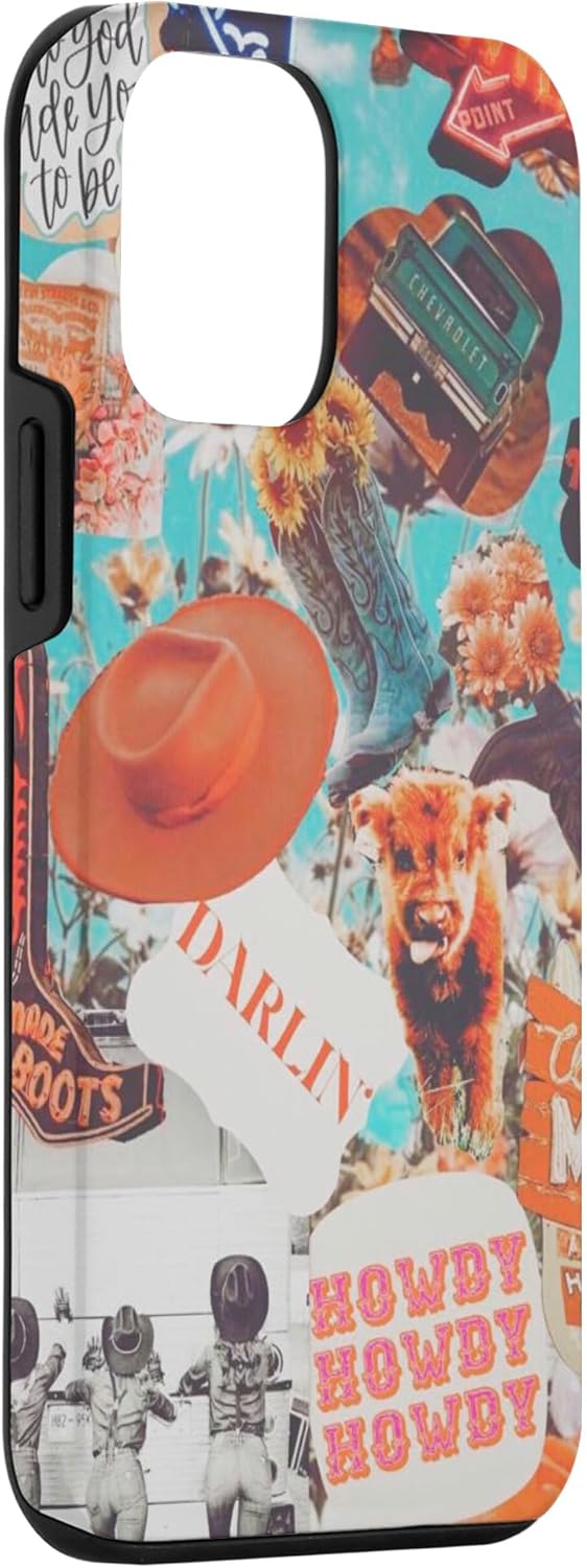 Carcasa retro para iPhone 12 mini Cowboy Cowgirl Howdy Western Ranch Boho Southwestern