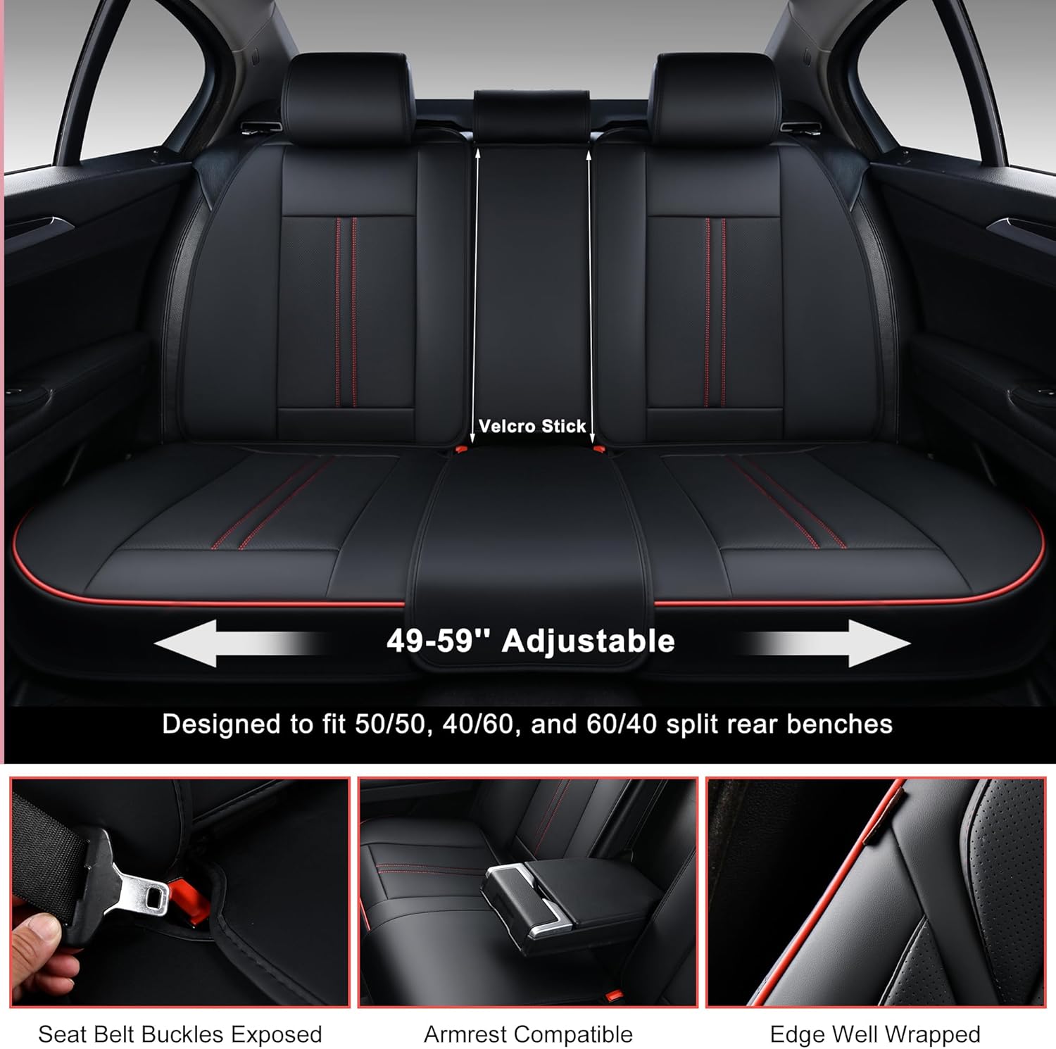 Juego completo de fundas de asiento de automóvil, 5 piezas, fundas de cojín de cuero sintético para autos, SUV, camionetas, accesorios universales