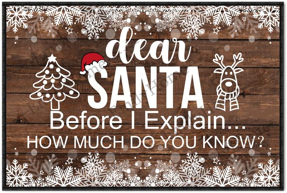 ZUYOENCO Entryway Rugs Indoor Non Slip, Dear Santa Before I Explain How Much Do You Know Outdoor Funny Welcome Mats for Front Door Mats Indoor