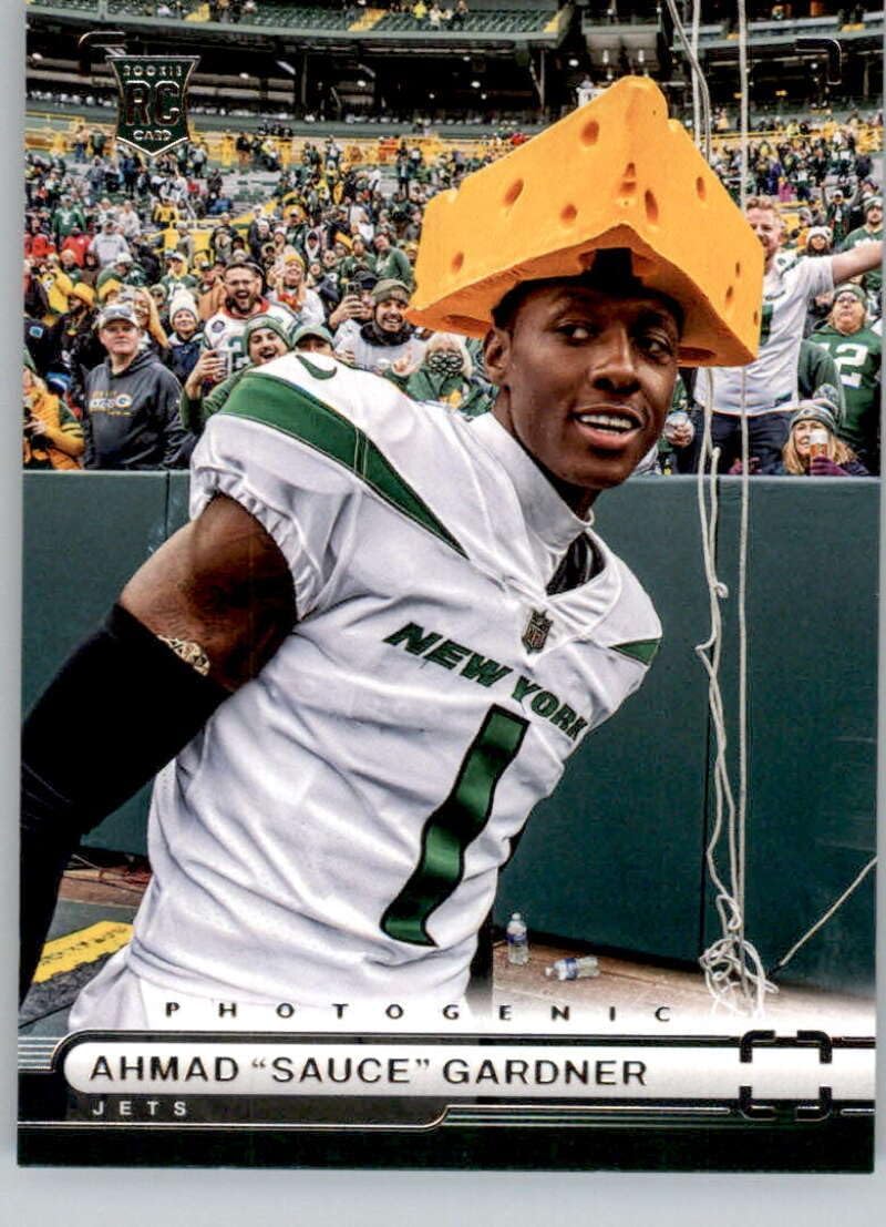 2022 Panini Chronicles Photogenic #33 Ahmad Sauce Gardner New York Jets RC Rookie Card Official NFL Football Card in Raw (NM or Better) Condition