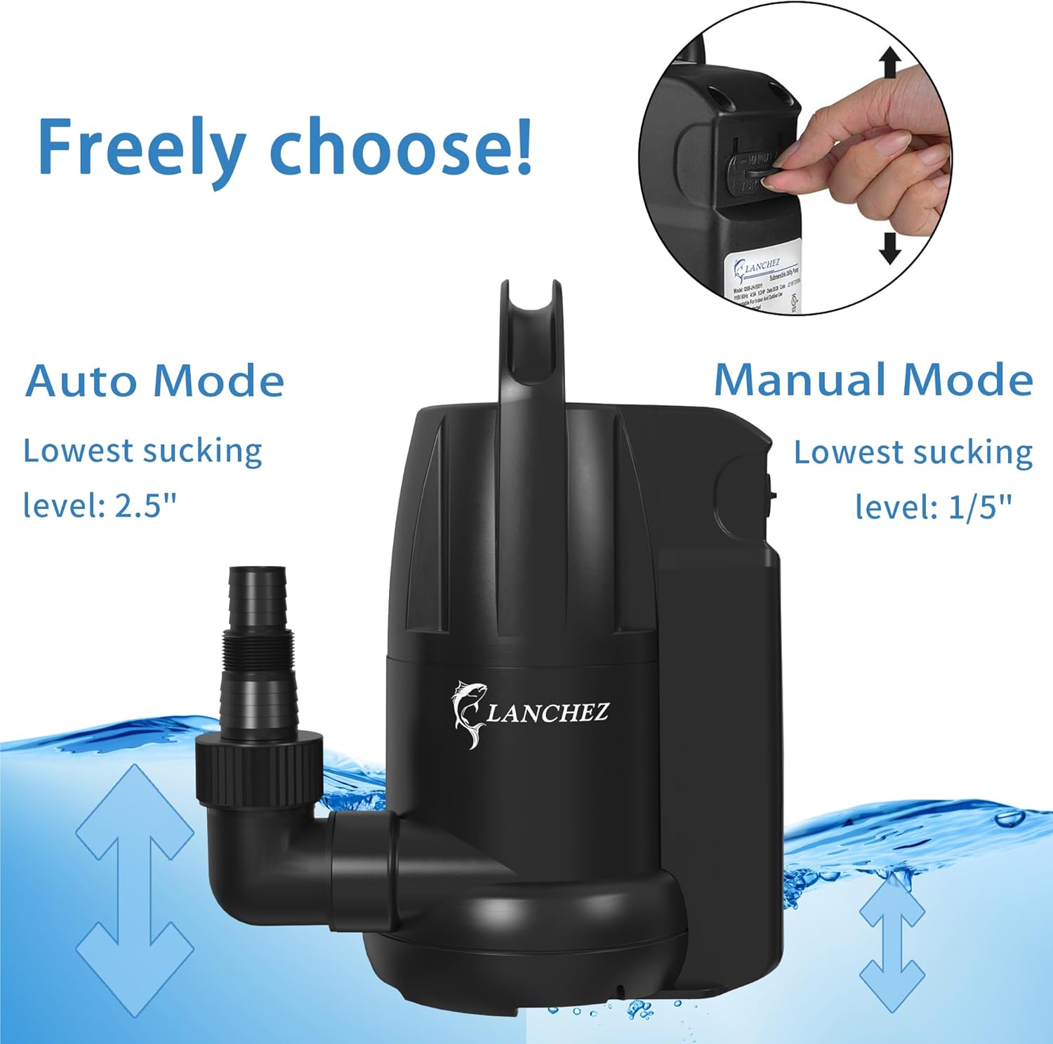 Bomba sumergible de sumidero de agua de 12 HP 3330 GPH con interruptor de flotador integrado para transferencia de drenaje de agua limpia, cable de