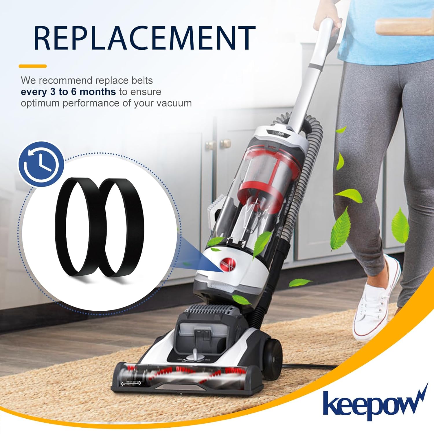 KEEPOW Correas de repuesto compatibles con aspiradora Hoover Elite Swivel XL Aspiradora vertical para mascotas UH75200, UH75210, UH75250, UH75110,